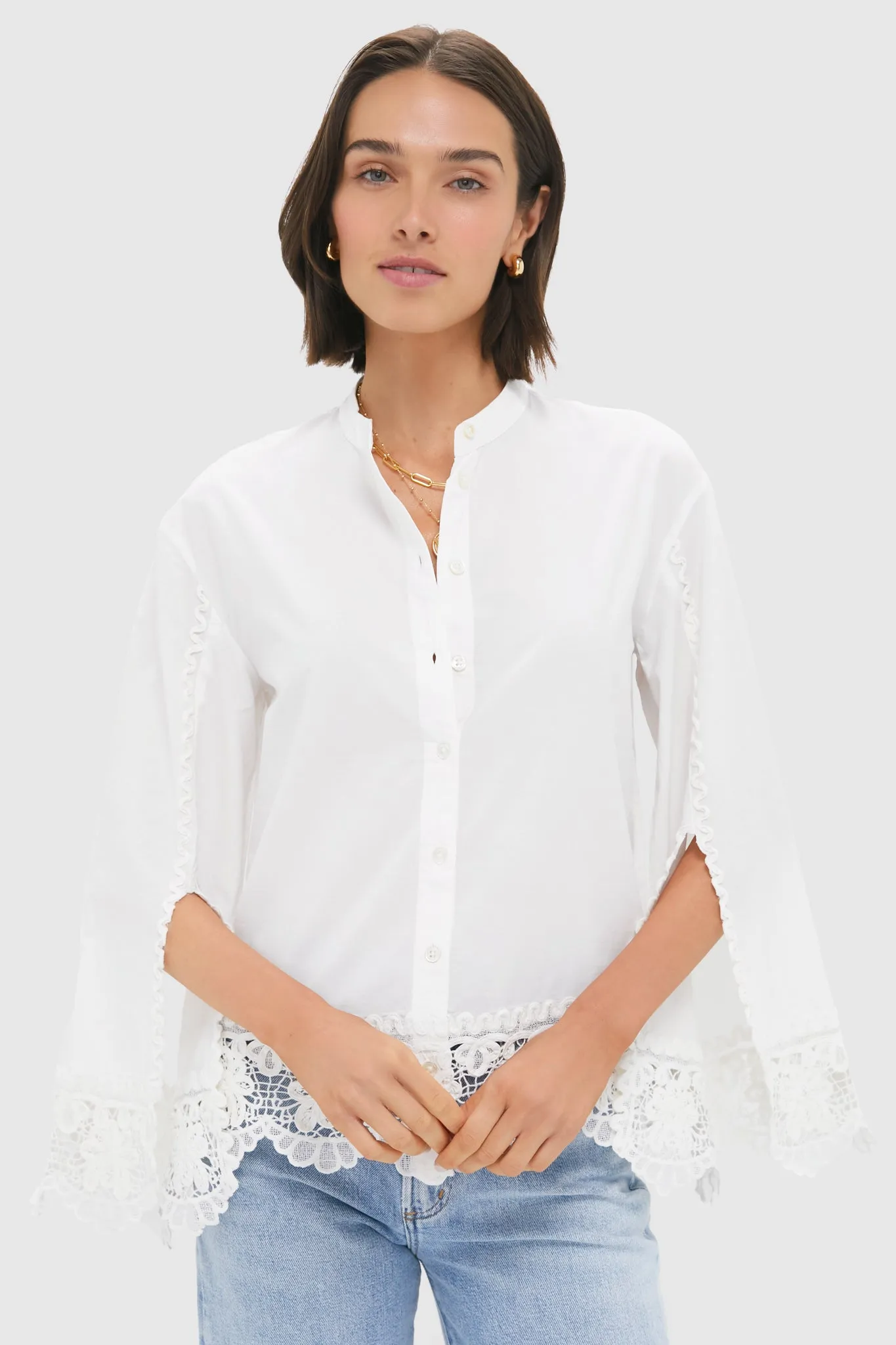 White Iyla Soutache Long Sleeve Blouse sold by Tuckernuck