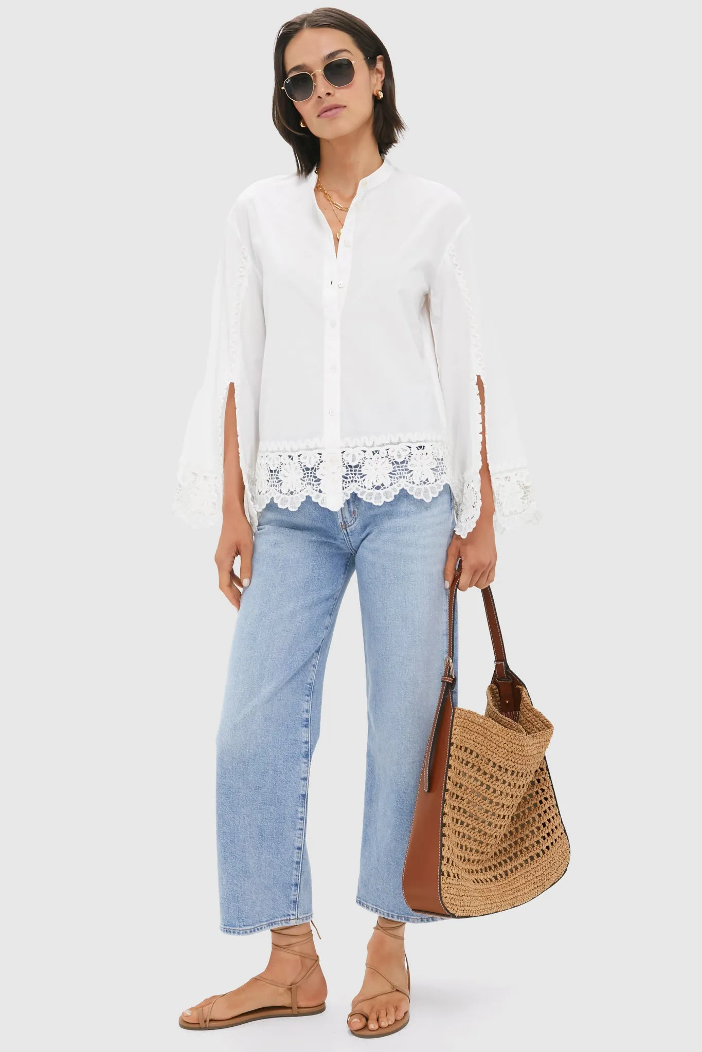 White Iyla Soutache Long Sleeve Blouse sold by Tuckernuck product image thumbnail 2