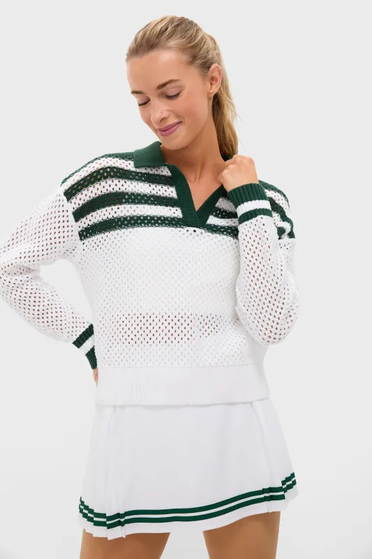 White and Green Mesh Fischer Sweater sold by Tuckernuck