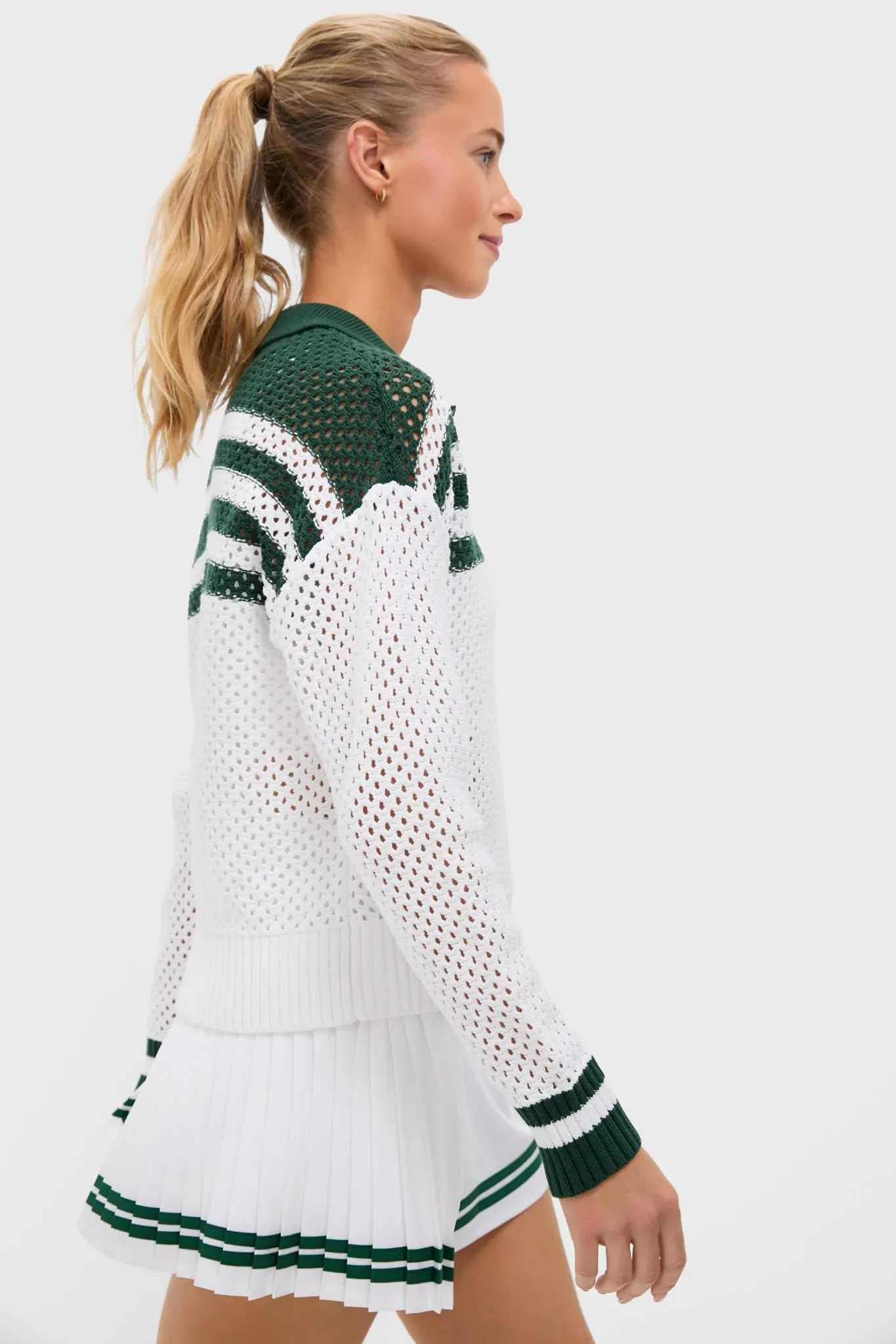 White and Green Mesh Fischer Sweater sold by Tuckernuck product image thumbnail 3