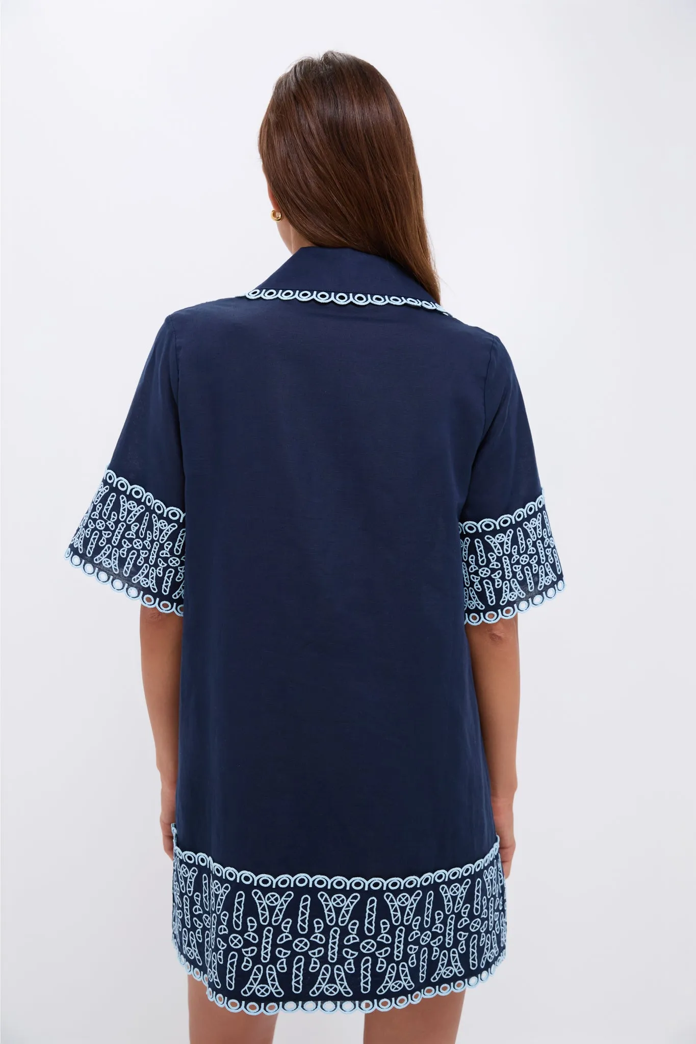 Navy Linen Eyelet Delphine Dress sold by Tuckernuck product image thumbnail 4