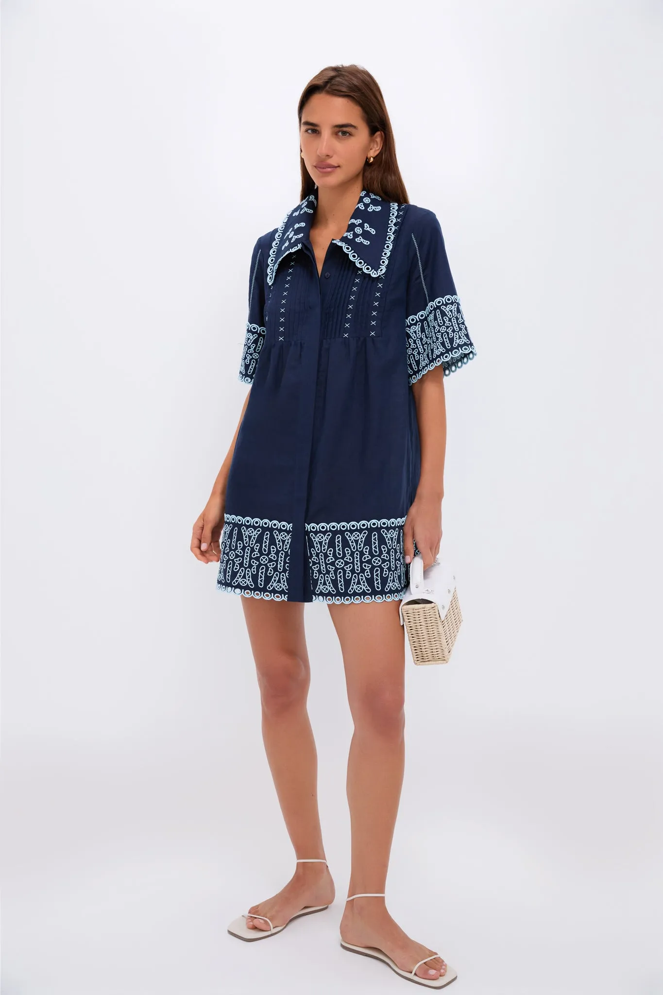 Navy Linen Eyelet Delphine Dress sold by Tuckernuck product image thumbnail 2