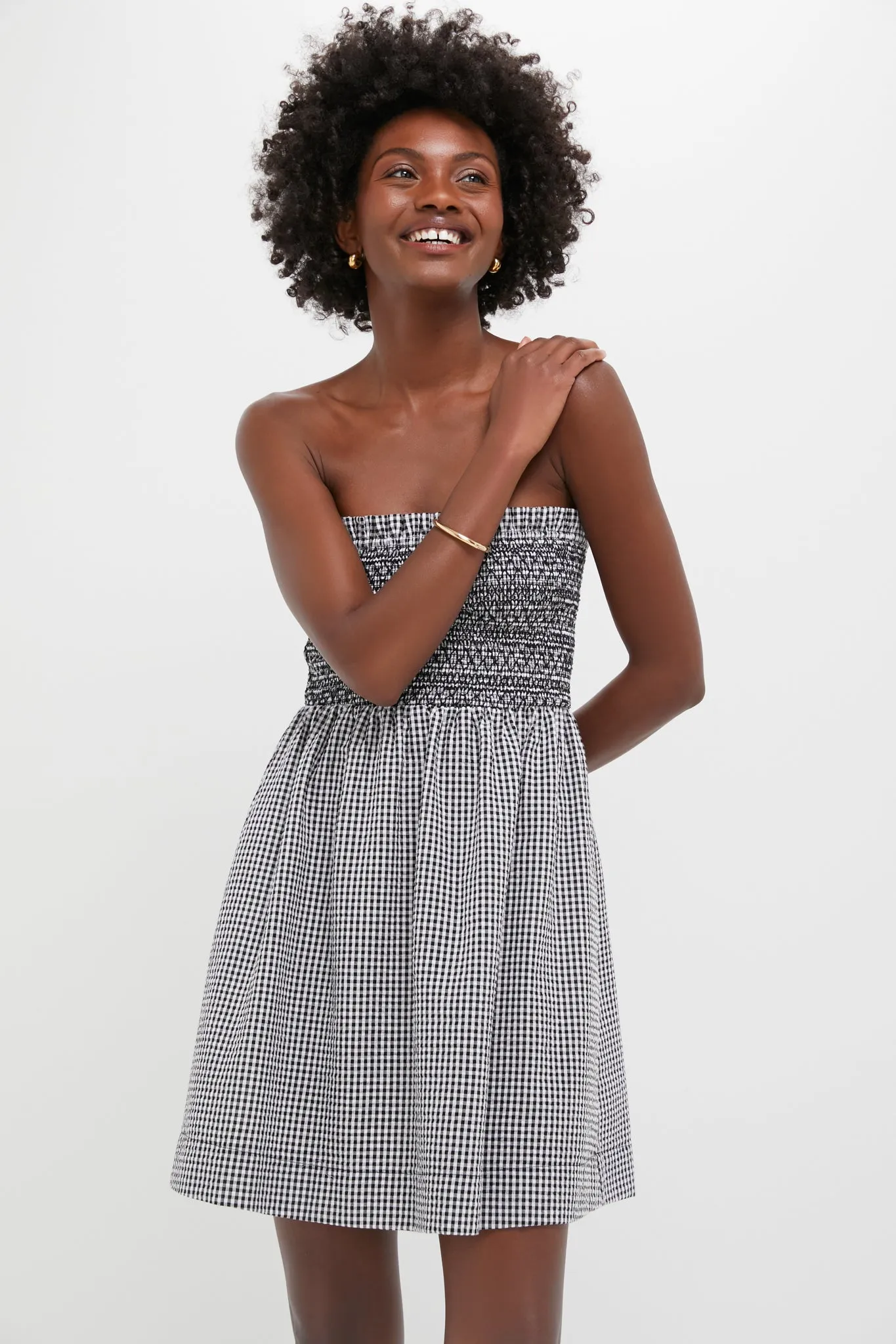 Black Gingham Seersucker Winona Mini Dress sold by Tuckernuck