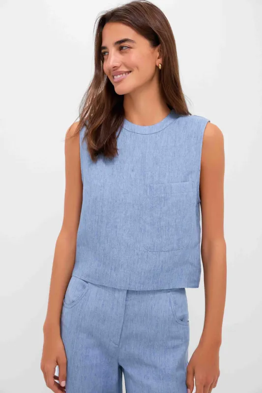 Light Indigo Cropped Muscle Tank sold by Tuckernuck