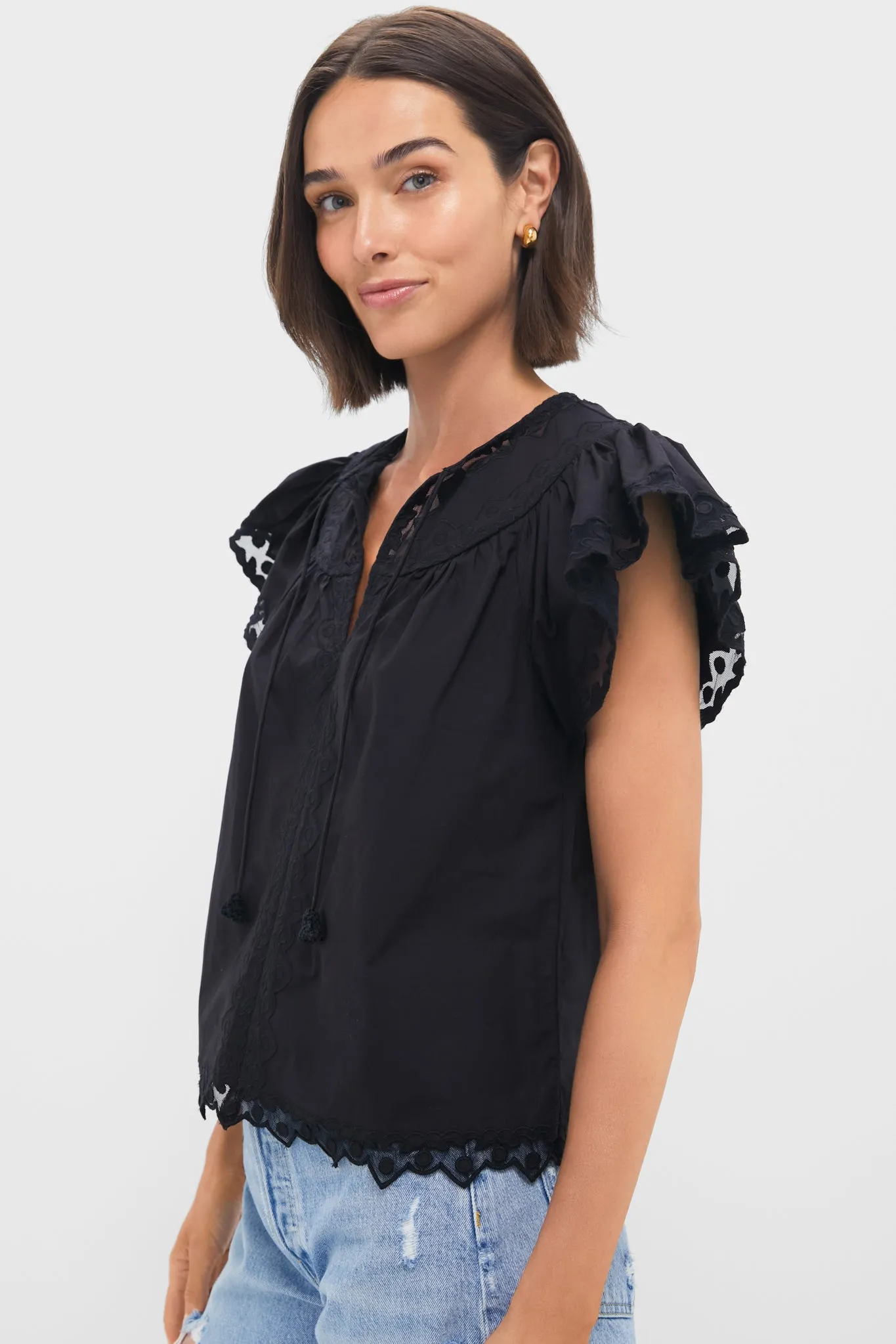 Noir Effie Flutter Sleeve Top sold by Tuckernuck product image thumbnail 3