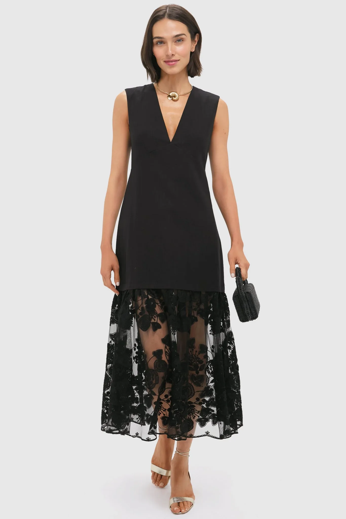 Black Arielle Lace V-Neck Midi Dress sold by Tuckernuck product image thumbnail 2