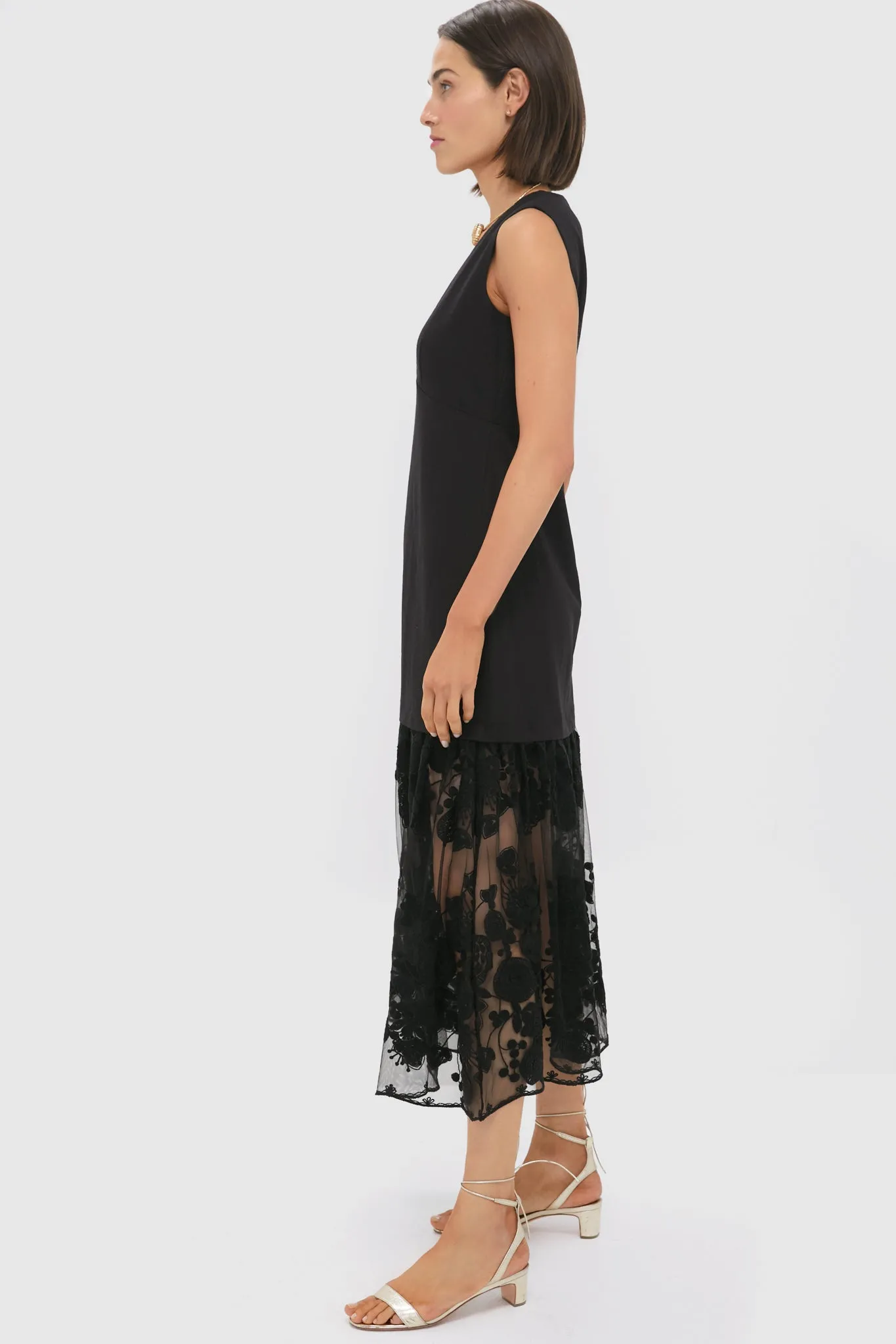 Black Arielle Lace V-Neck Midi Dress sold by Tuckernuck product image thumbnail 3