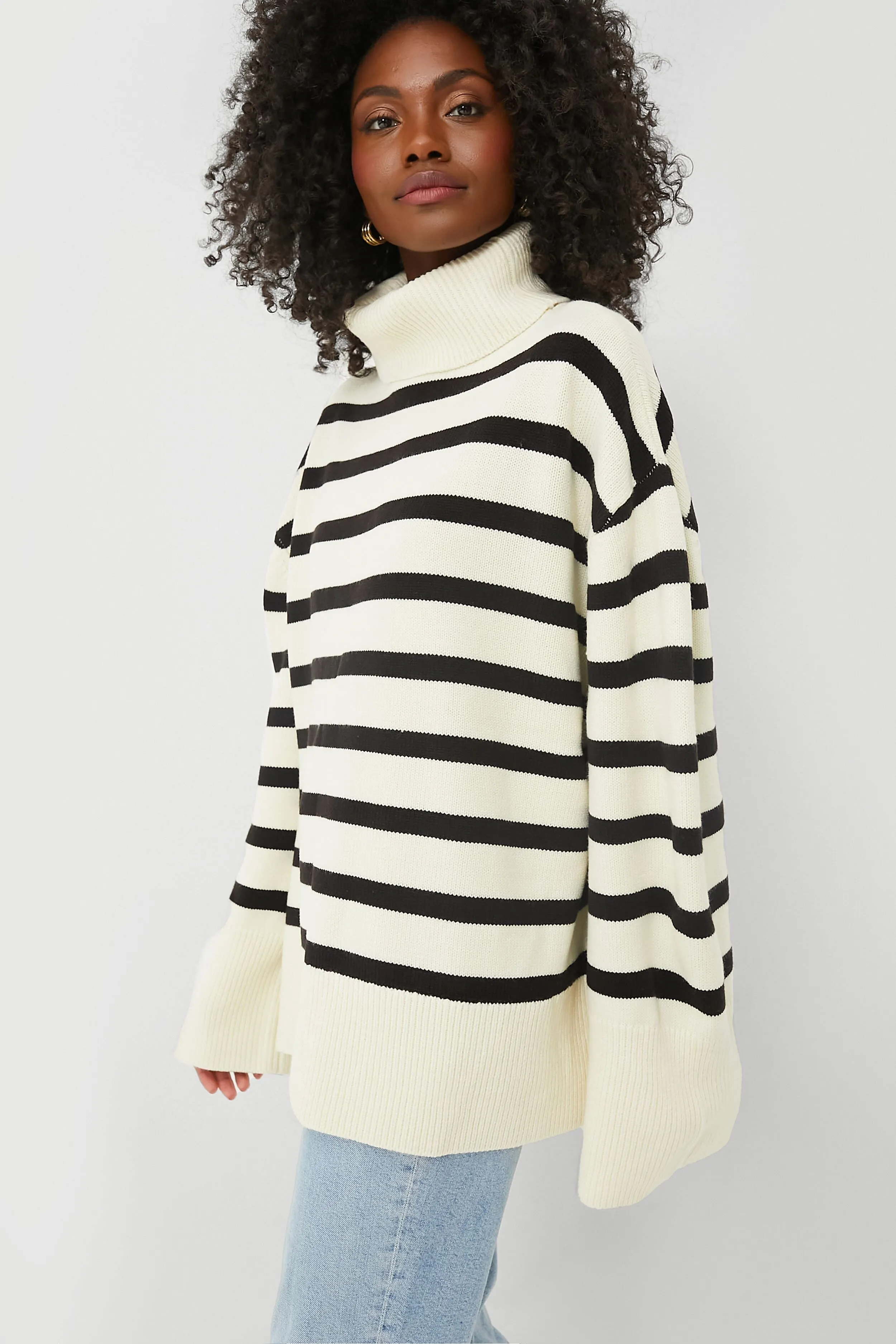 Ecru and Black Striped Turtleneck Sweater sold by Tuckernuck product image thumbnail 3