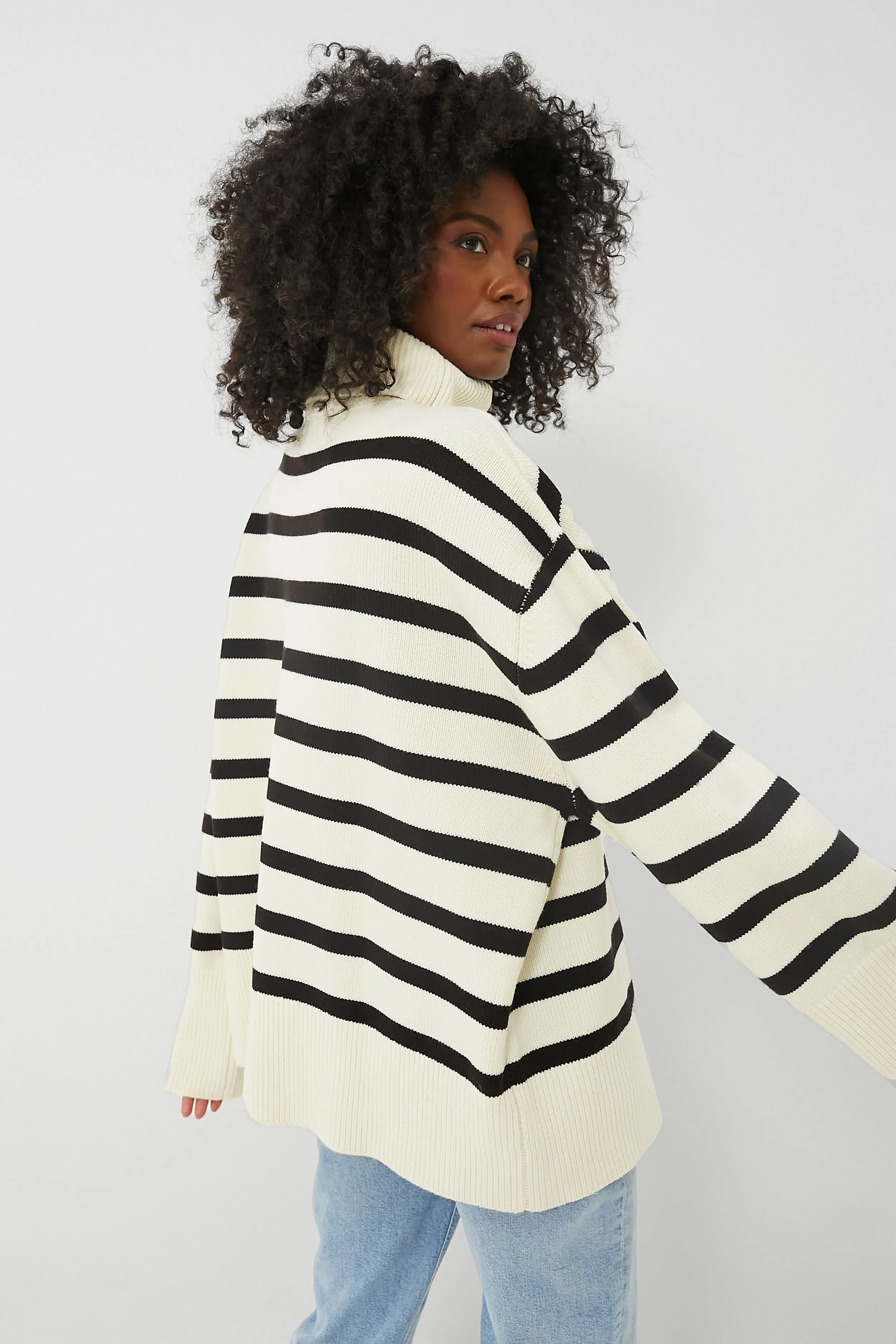 Ecru and Black Striped Turtleneck Sweater sold by Tuckernuck product image thumbnail 4