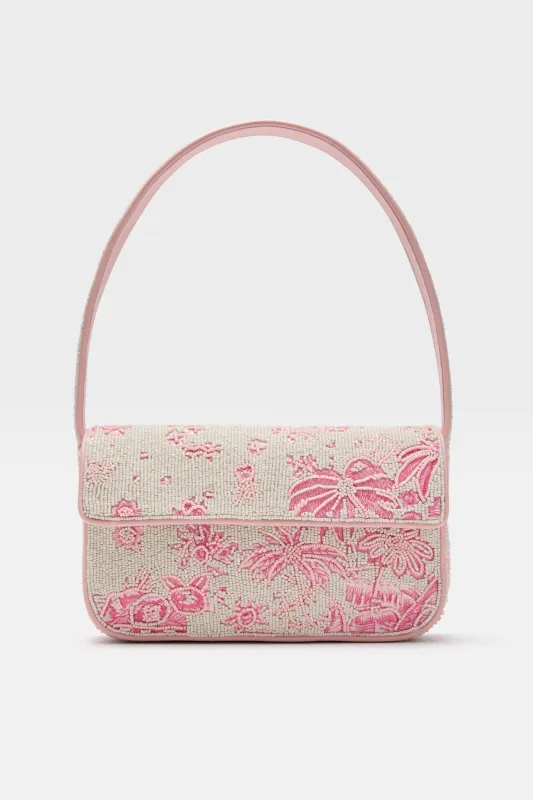 Cherry Blossom Toile Tommy Beaded Bag made by STAUD