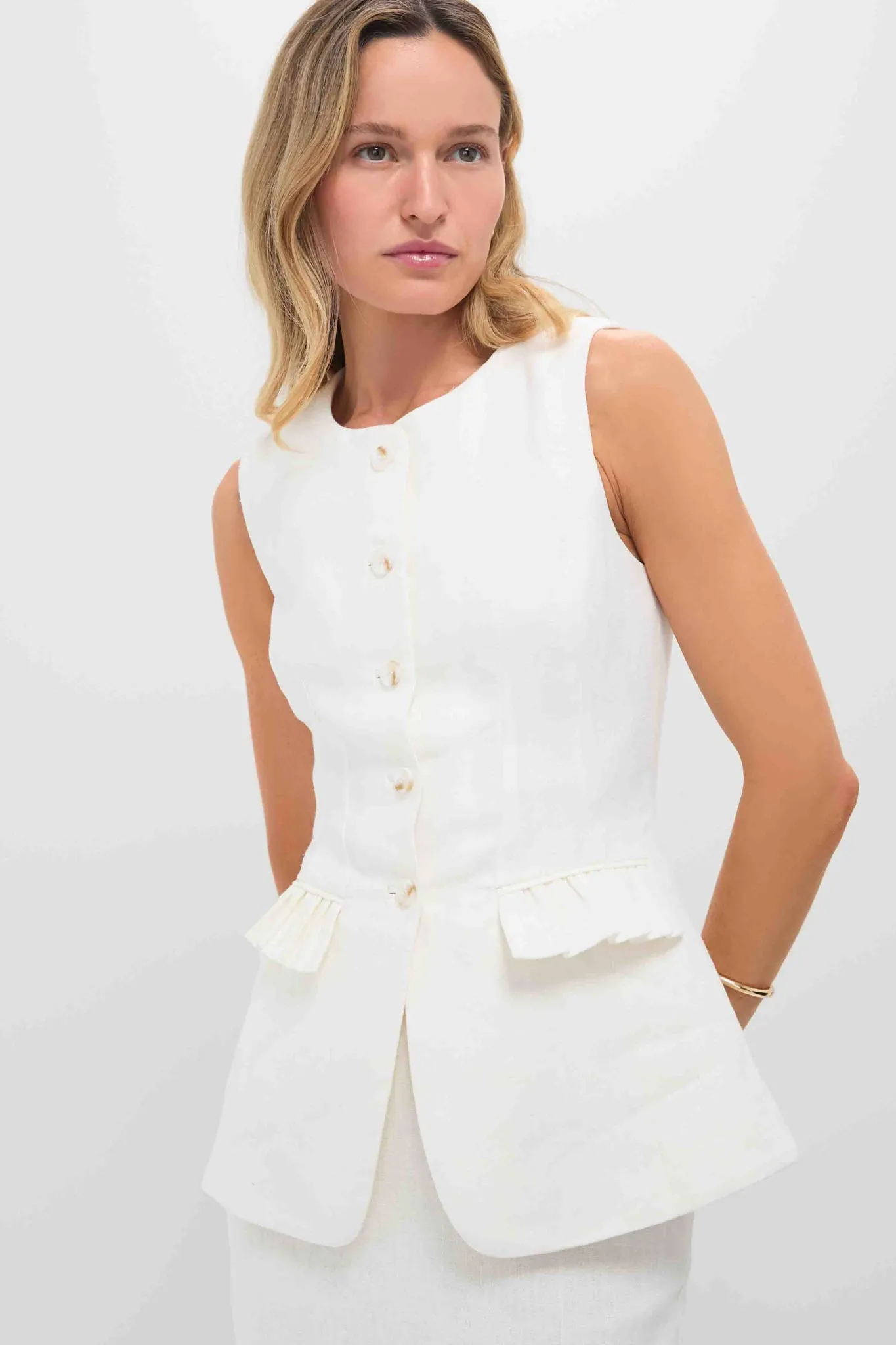 Cream Matilda Gilet sold by Tuckernuck