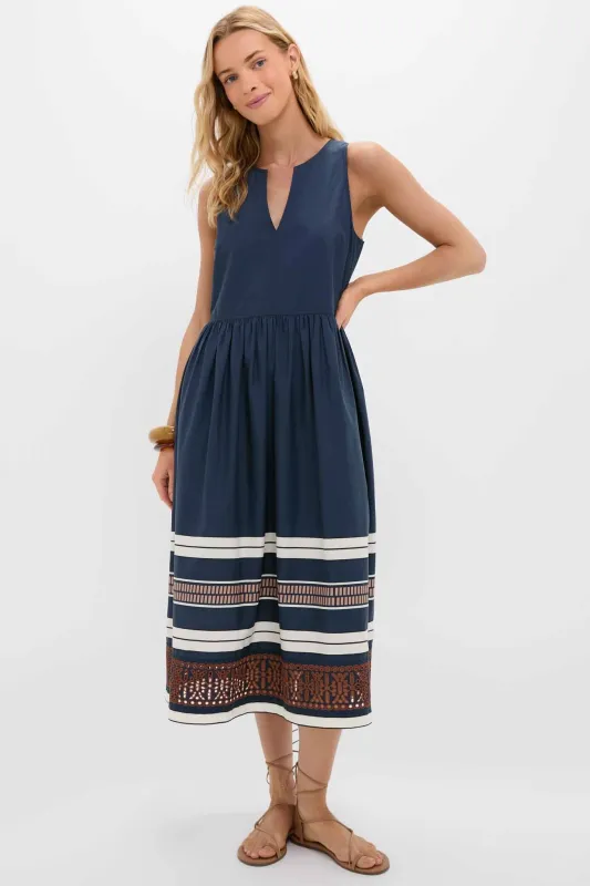 Riverside Stripe Cotton Eyelet Elsie Dress sold by Tuckernuck