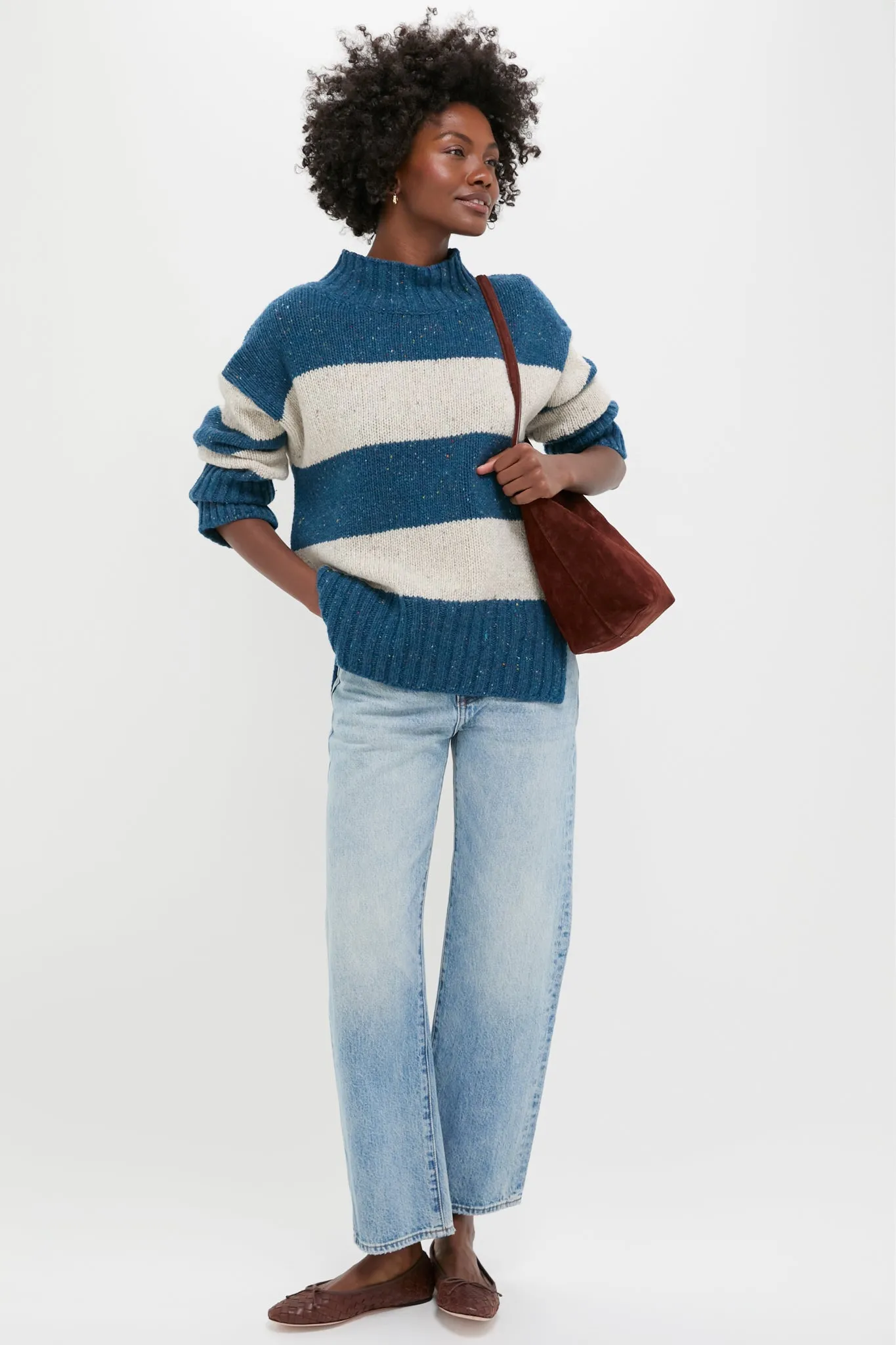 Ink Marl Arna Striped Funnel Neck Sweater sold by Tuckernuck product image thumbnail 2