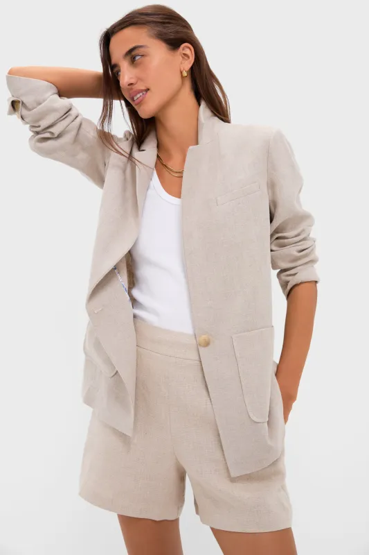 Tan Linen Carla Blazer sold by Tuckernuck