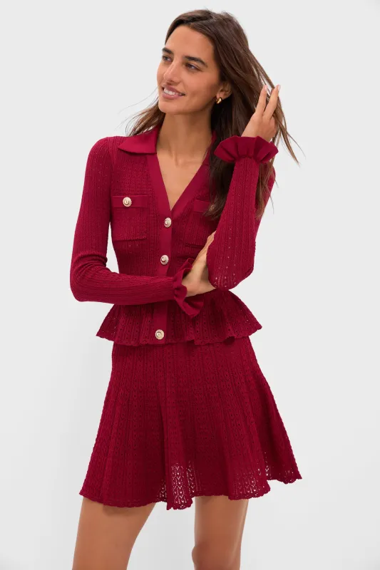 Burgundy Pointelle Knit Mini Dress sold by Tuckernuck