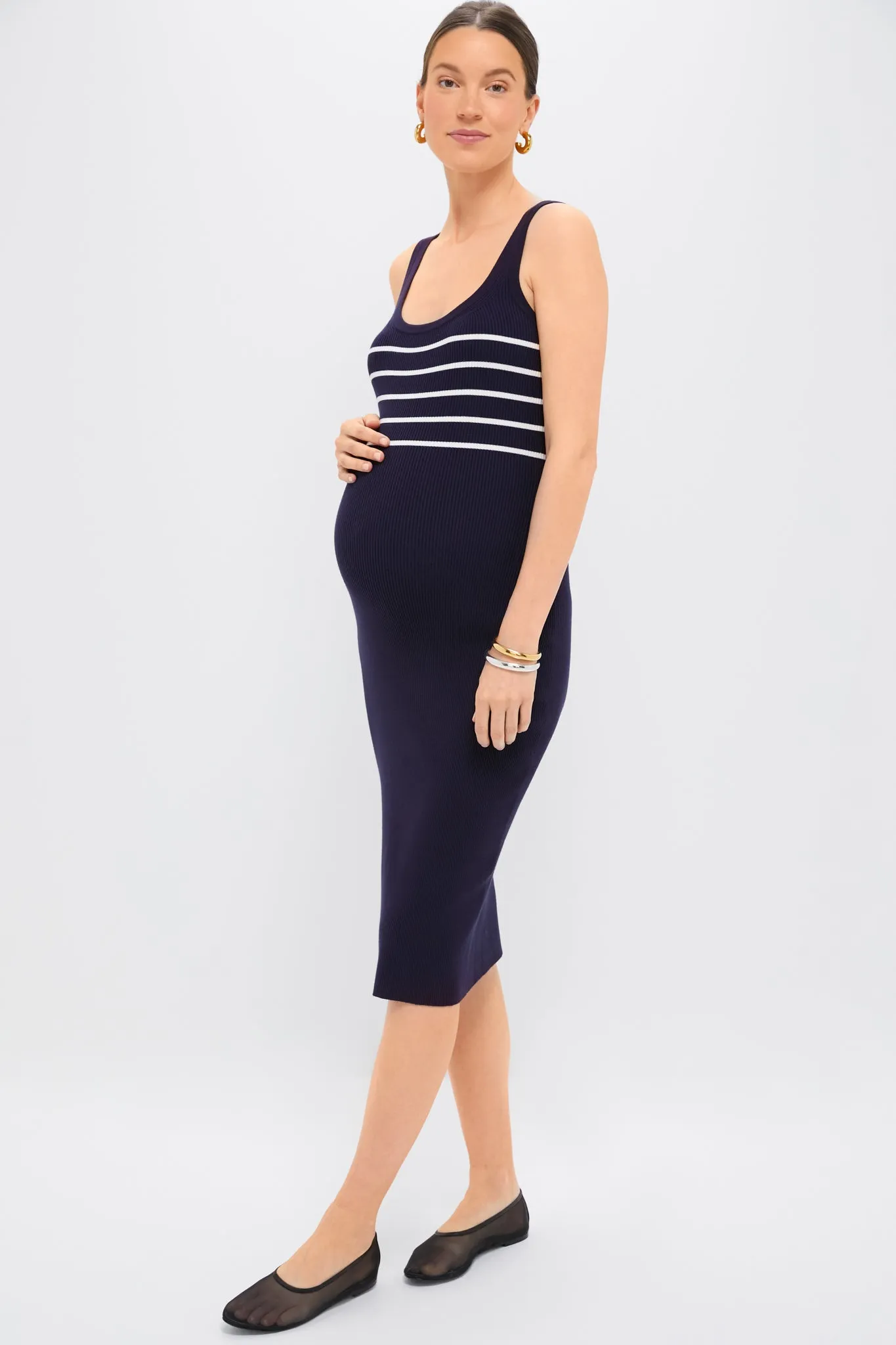 Navy and White Stripe Kristen Ribbed Knit Tank Dress sold by Tuckernuck
