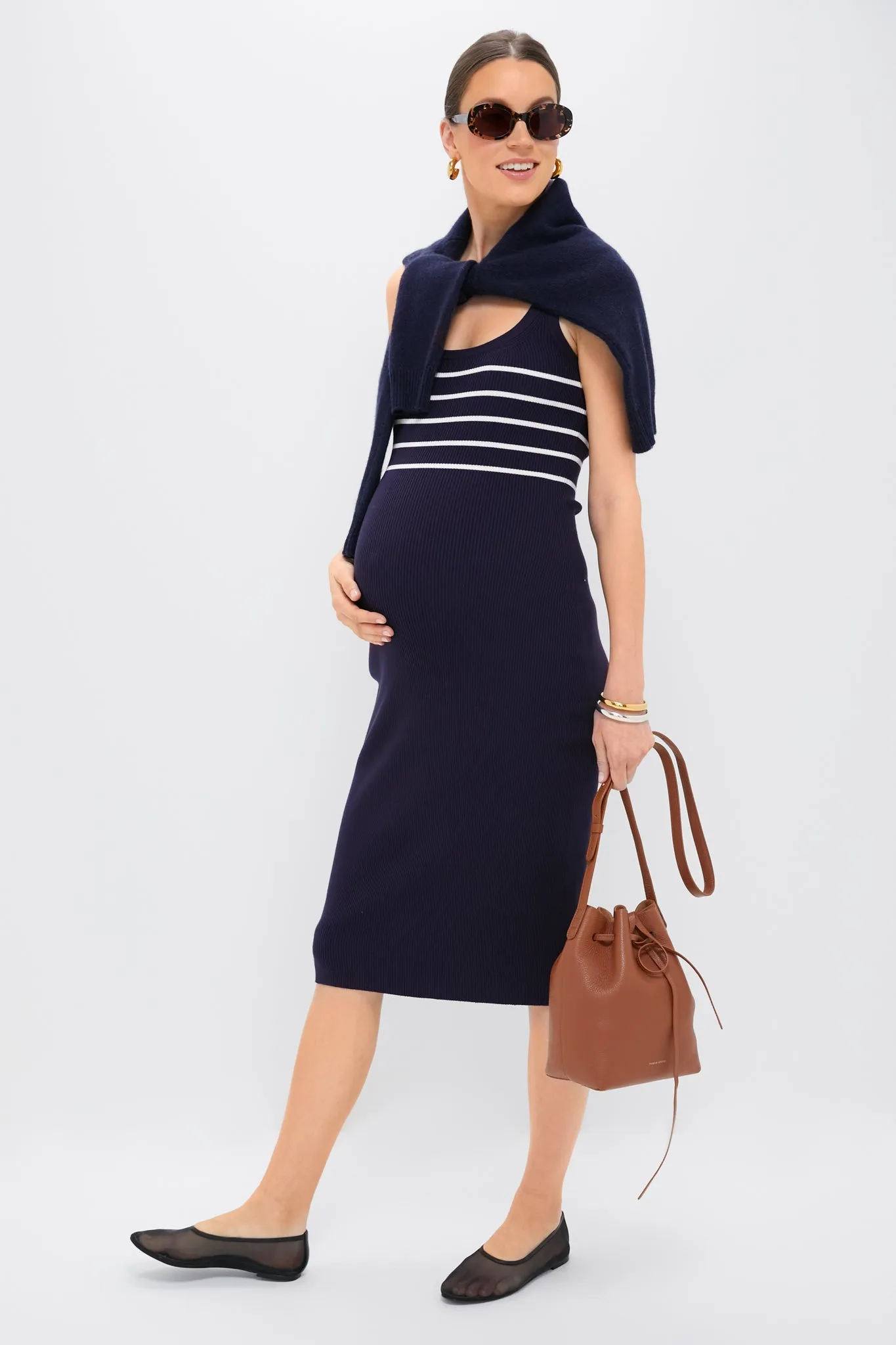 Navy and White Stripe Kristen Ribbed Knit Tank Dress sold by Tuckernuck product image thumbnail 2