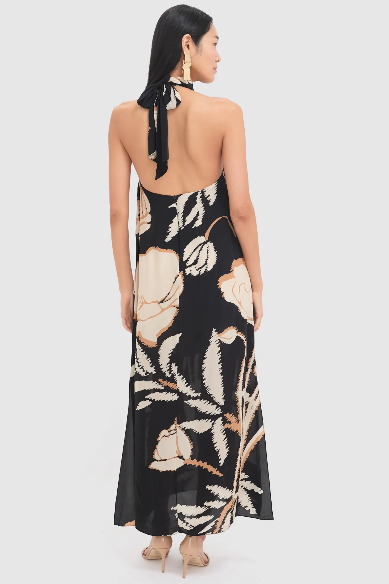 Black Gladiolos Costa Pacifica Crepe Chine Maxi Dress sold by Tuckernuck product image thumbnail 4