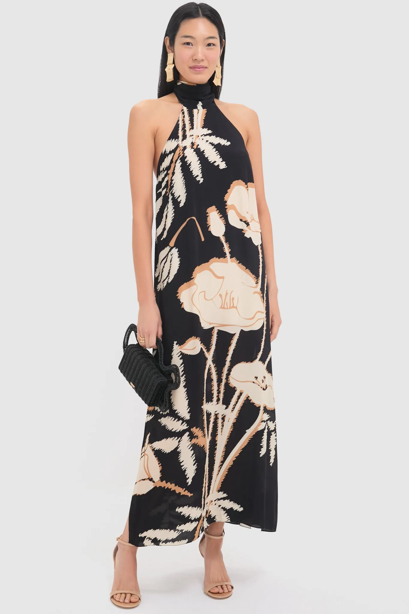 Black Gladiolos Costa Pacifica Crepe Chine Maxi Dress sold by Tuckernuck product image thumbnail 2