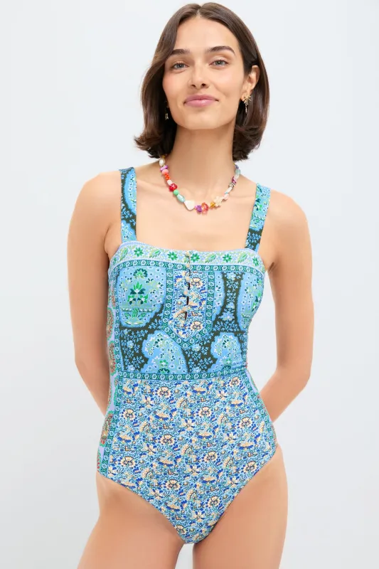 Blues Patchwork Onda Zoe One Piece sold by Tuckernuck