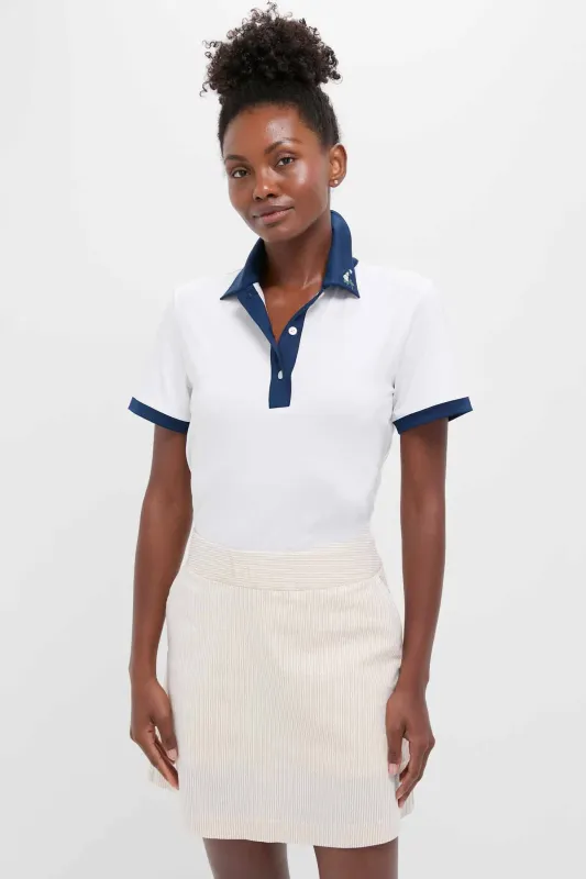 White and Blue Zoe Polo sold by Tuckernuck