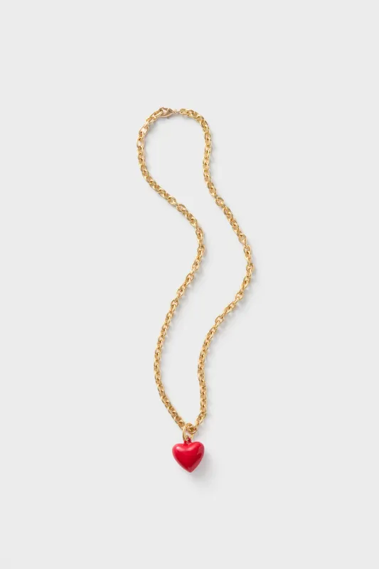 Gold and Cherry Red Mini Happy Heart Necklace sold by Tuckernuck