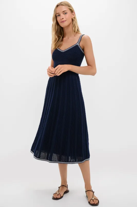 Navy with White Trim Knit Anne Dress sold by Tuckernuck