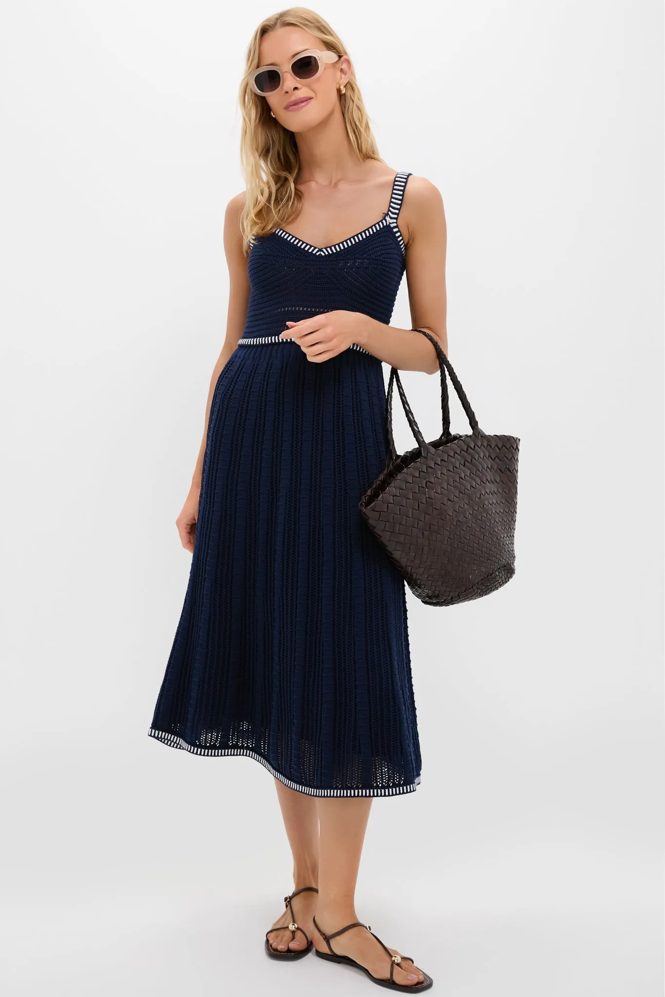 Navy with White Trim Knit Anne Dress sold by Tuckernuck product image thumbnail 3
