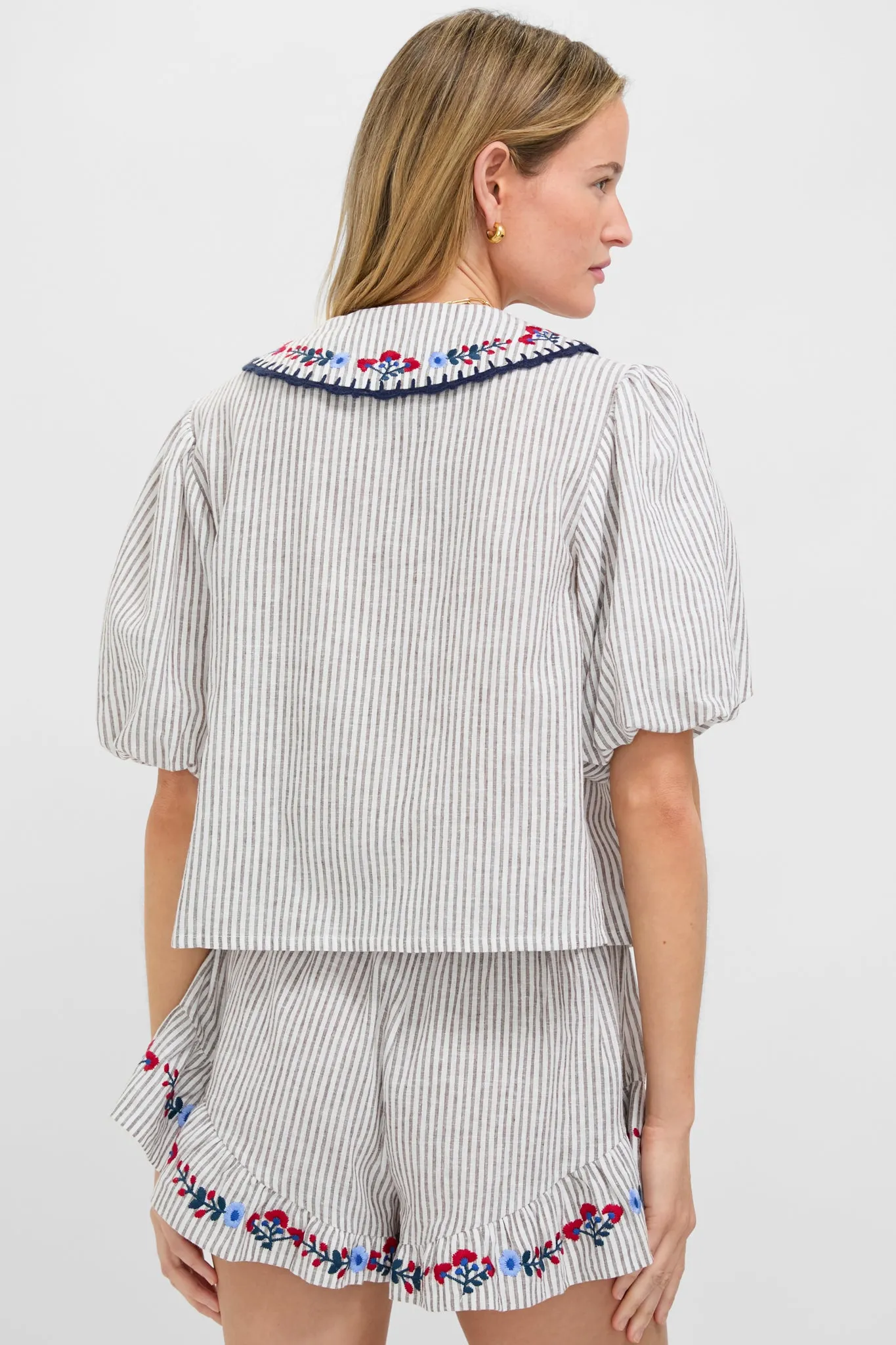 Tan Stripe Embroidered Falyn Top sold by Tuckernuck product image thumbnail 4
