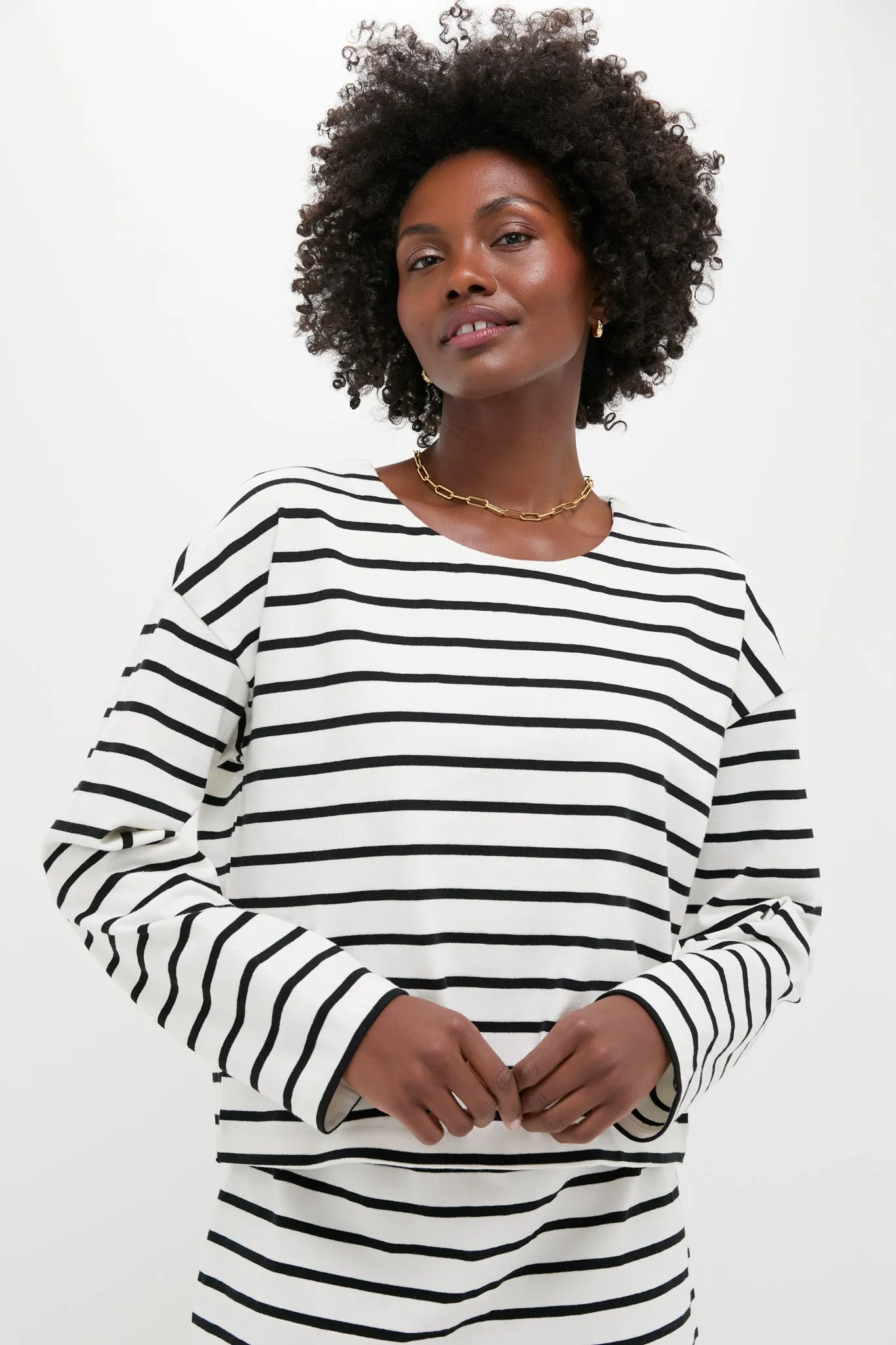 Black and White Stripe Brecan Tee sold by Tuckernuck