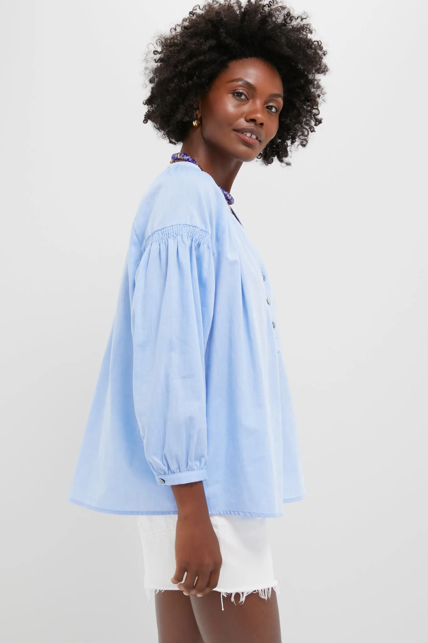 Chambray Band Collar Ashton Popover Top sold by Tuckernuck product image thumbnail 3