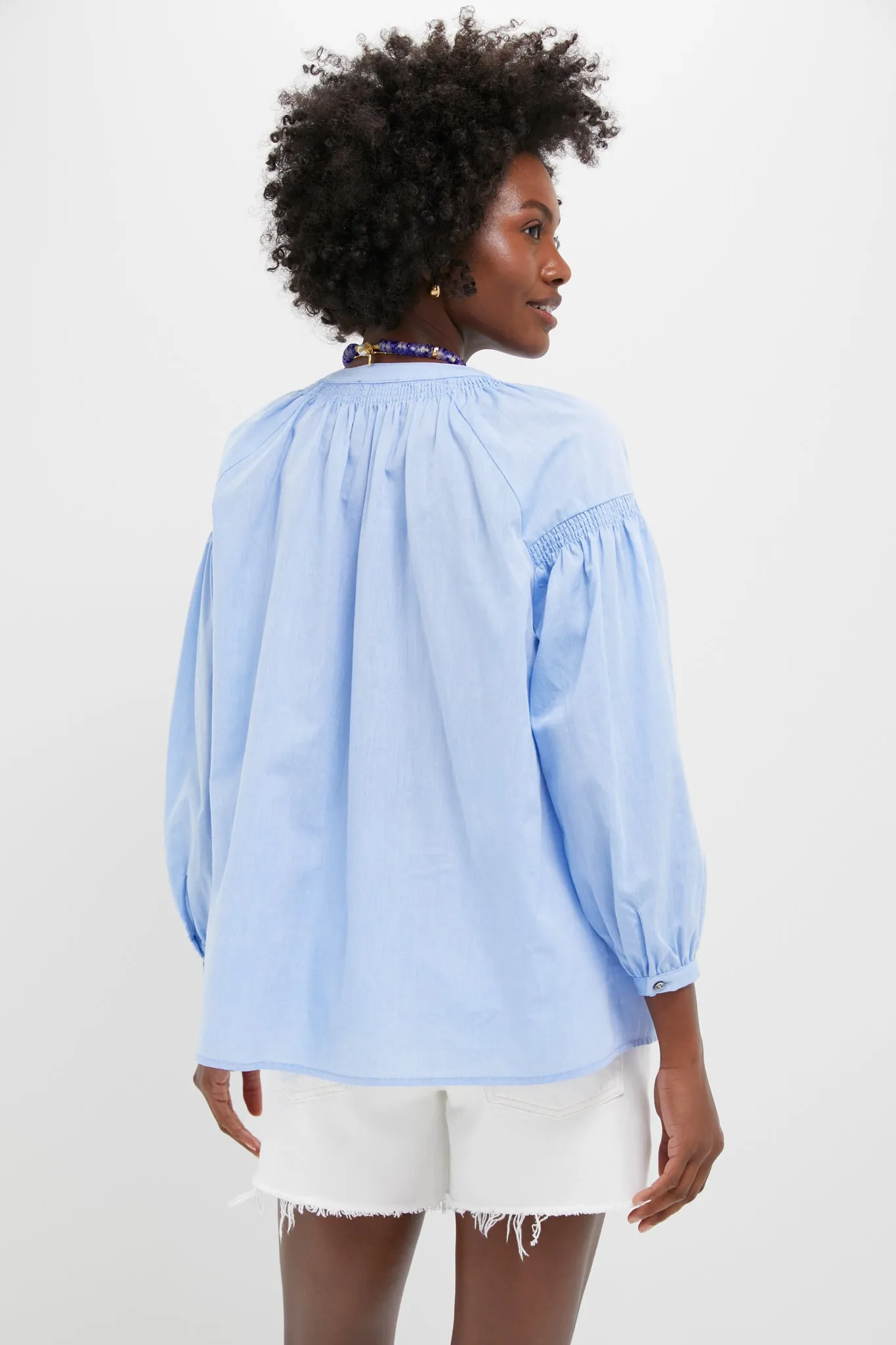Chambray Band Collar Ashton Popover Top sold by Tuckernuck product image thumbnail 4