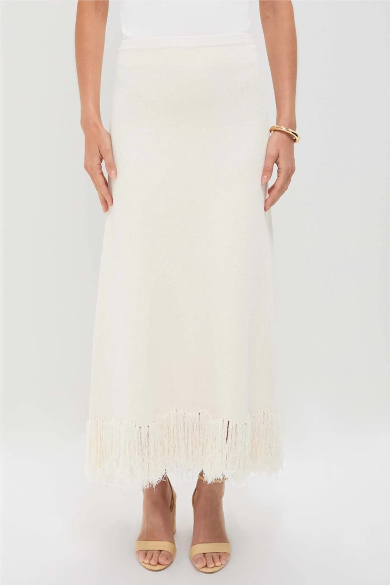 Parchment Clarissa Fringe Knit Skirt sold by Tuckernuck
