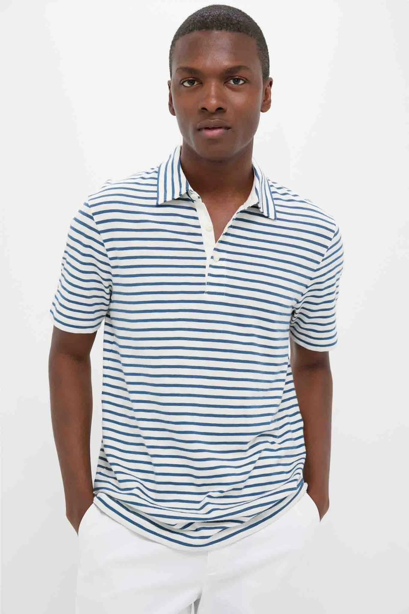 Ivory Breton Stripe Sunwashed Tee Shirt Polo sold by Tuckernuck