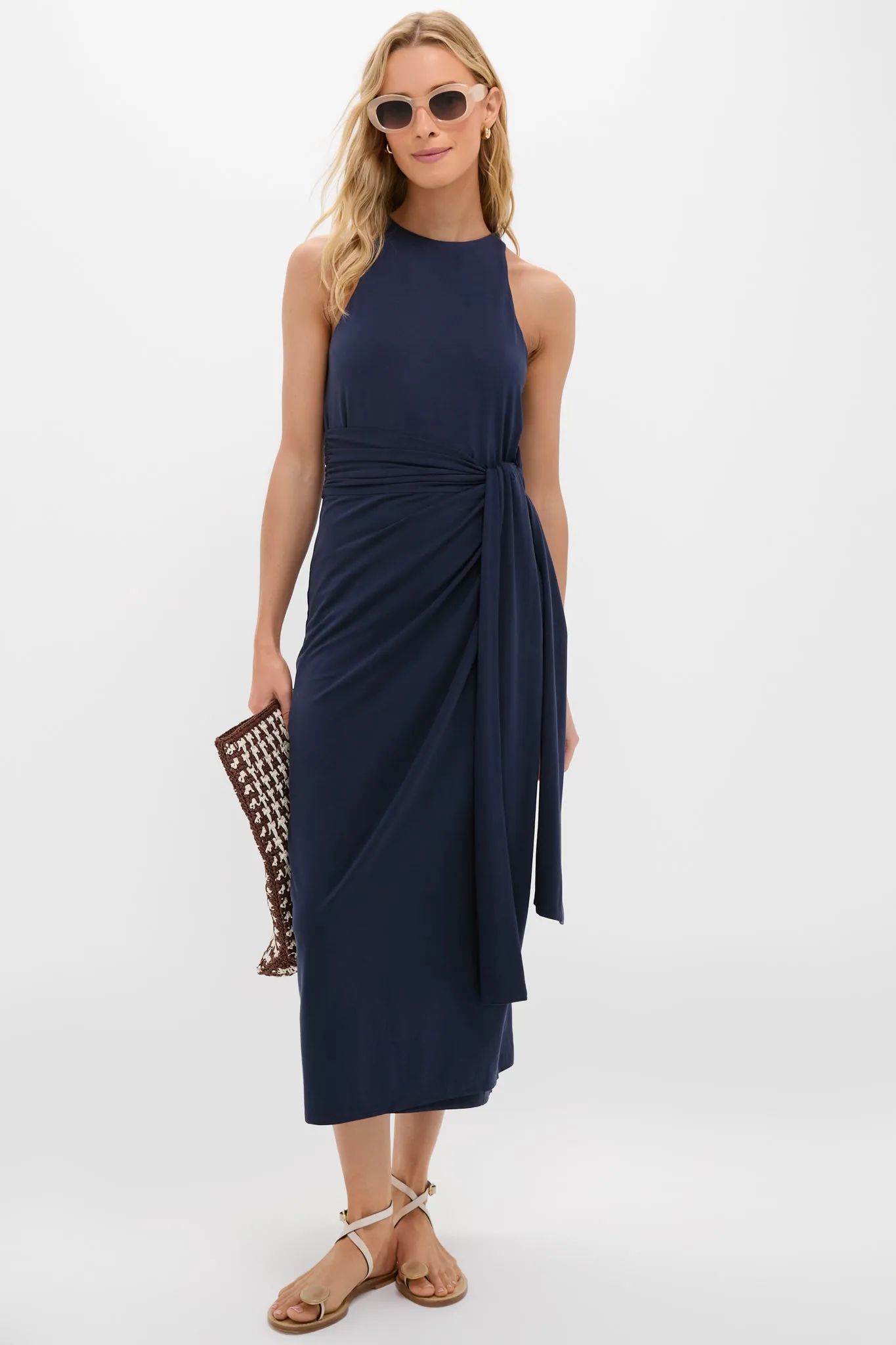 Navy Knit Tie Front Brinley Dress sold by Tuckernuck product image thumbnail 2