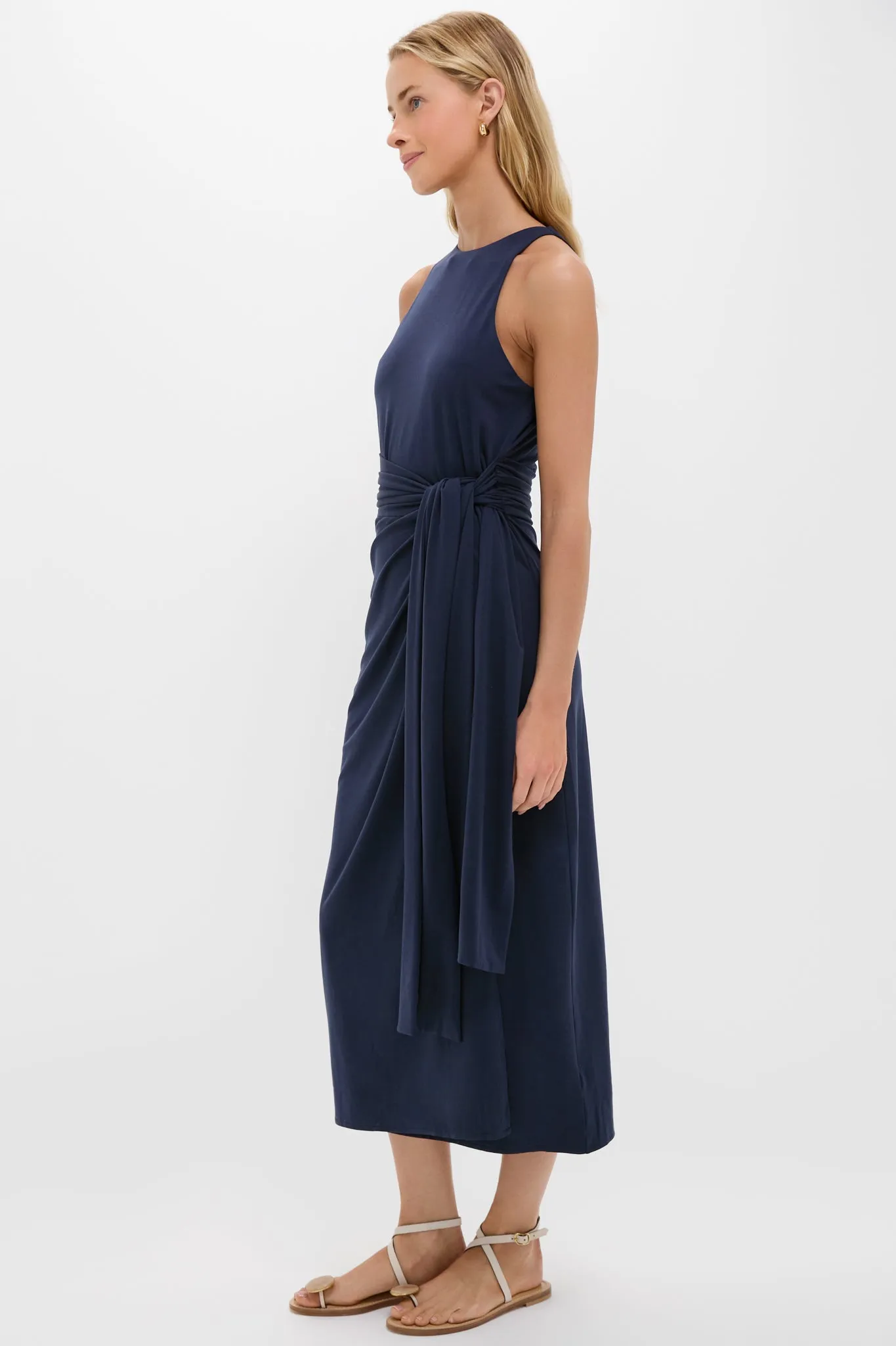 Navy Knit Tie Front Brinley Dress sold by Tuckernuck product image thumbnail 3