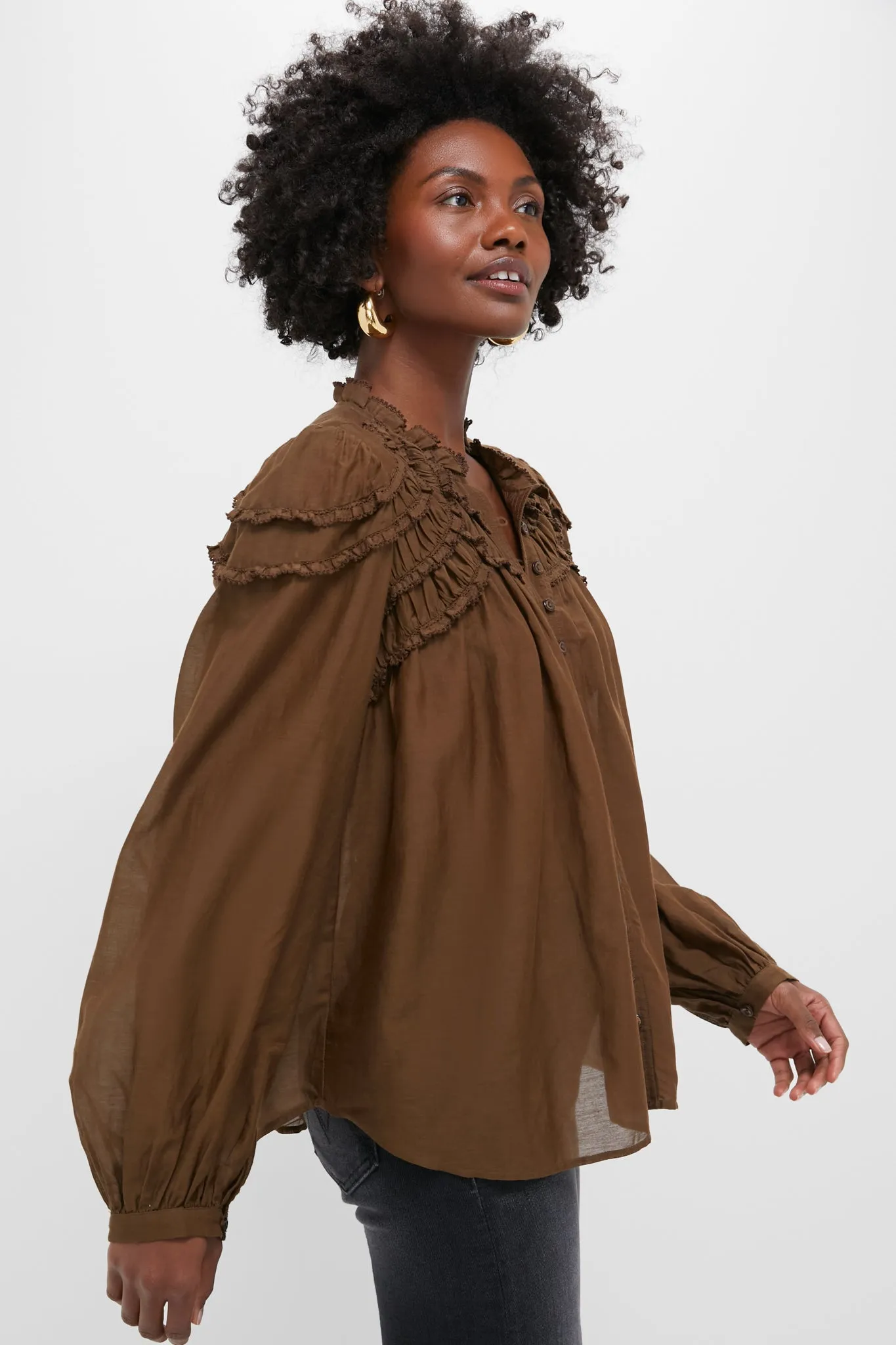 Dark Khaki Christa Blouse sold by Tuckernuck product image thumbnail 3