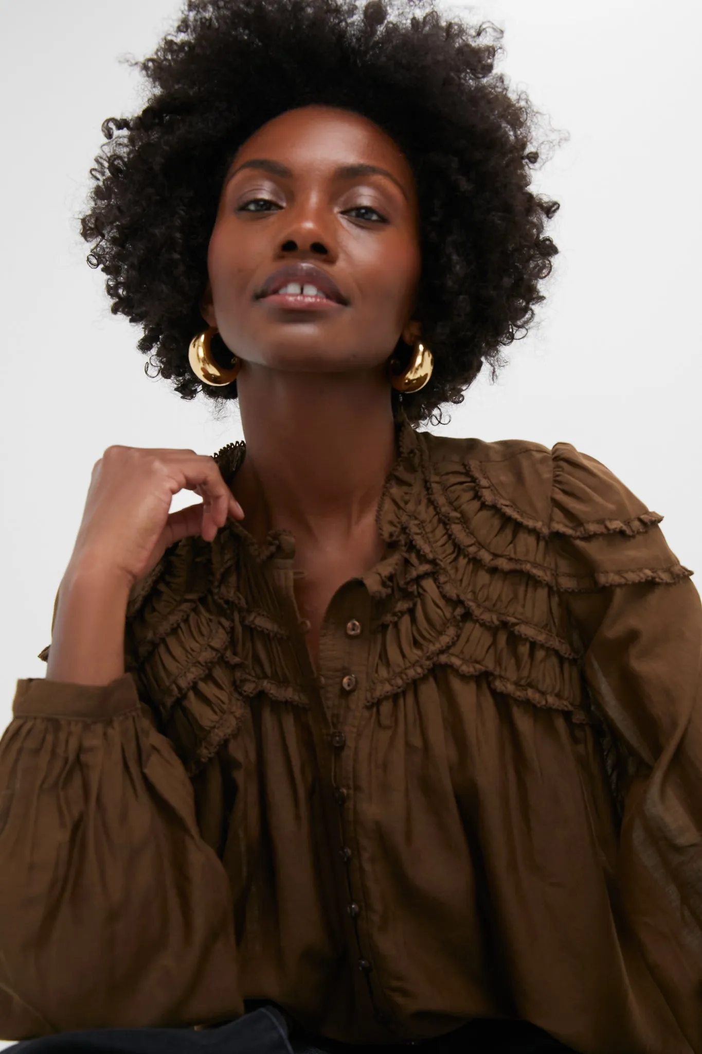 Dark Khaki Christa Blouse sold by Tuckernuck product image thumbnail 5