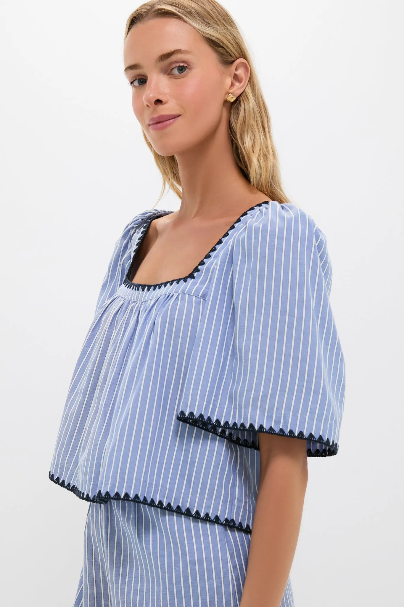 Blue Stripe Whipstitch Vivianna Top sold by Tuckernuck product image thumbnail 4