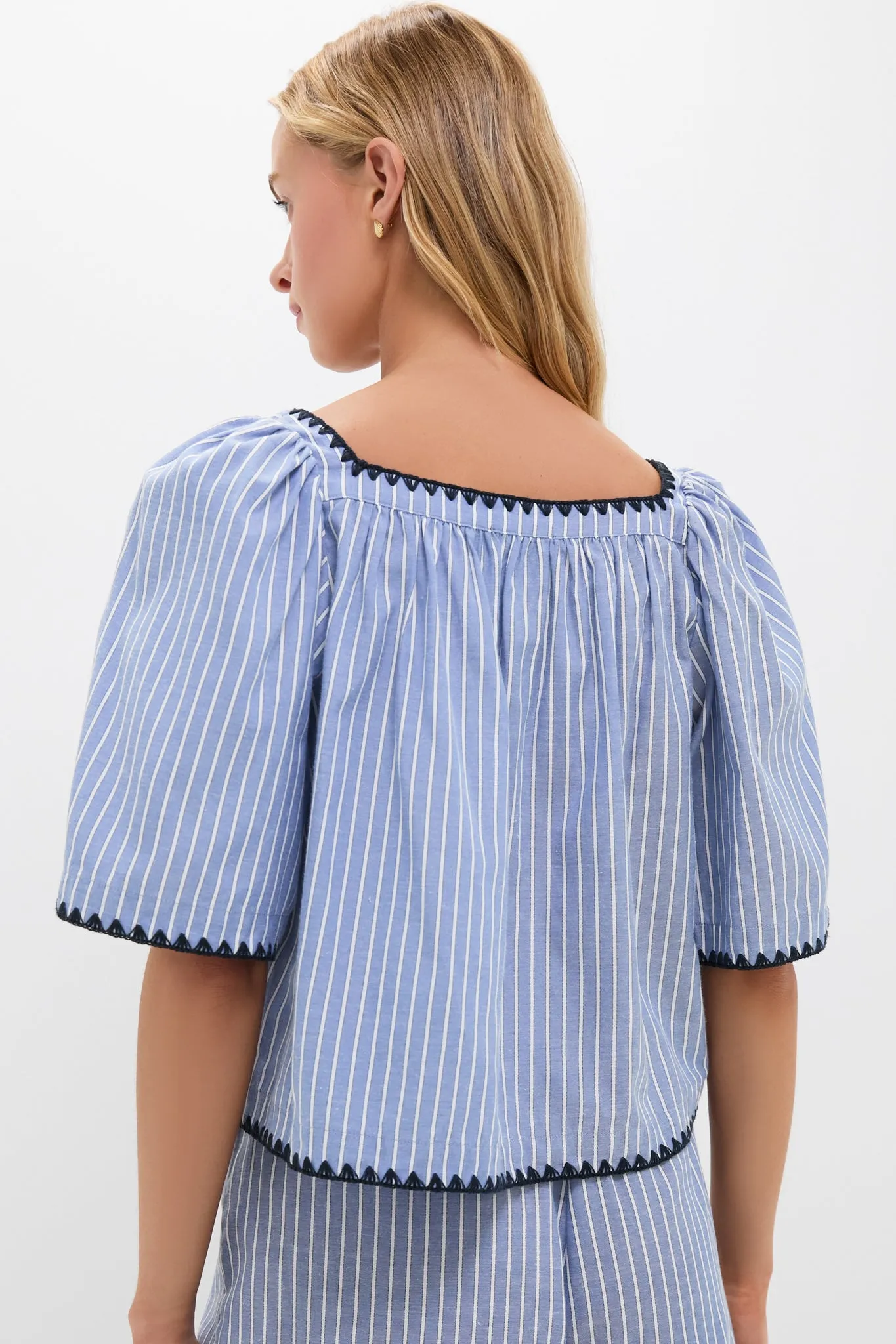 Blue Stripe Whipstitch Vivianna Top sold by Tuckernuck product image thumbnail 5