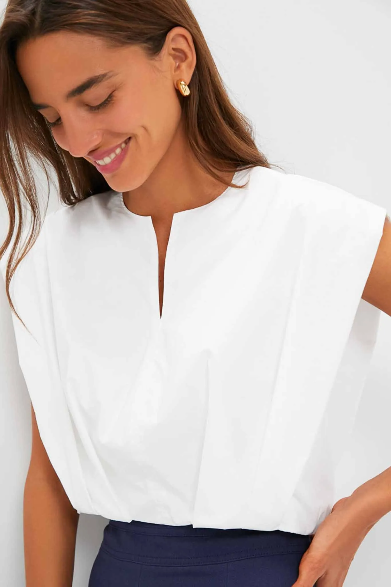 White Wrenli Shortsleeve Pleated Top sold by Tuckernuck product image thumbnail 5