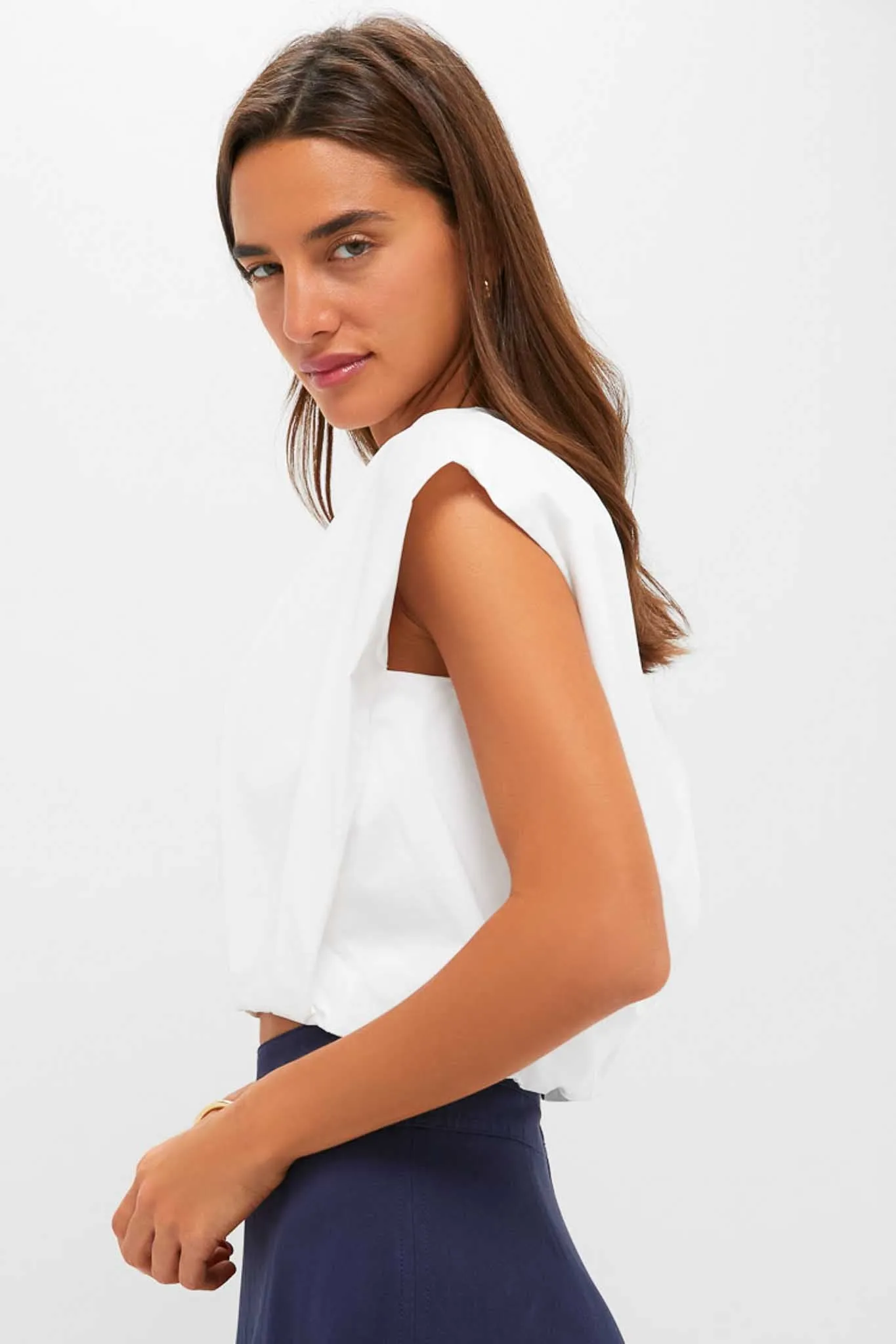 White Wrenli Shortsleeve Pleated Top sold by Tuckernuck product image thumbnail 3