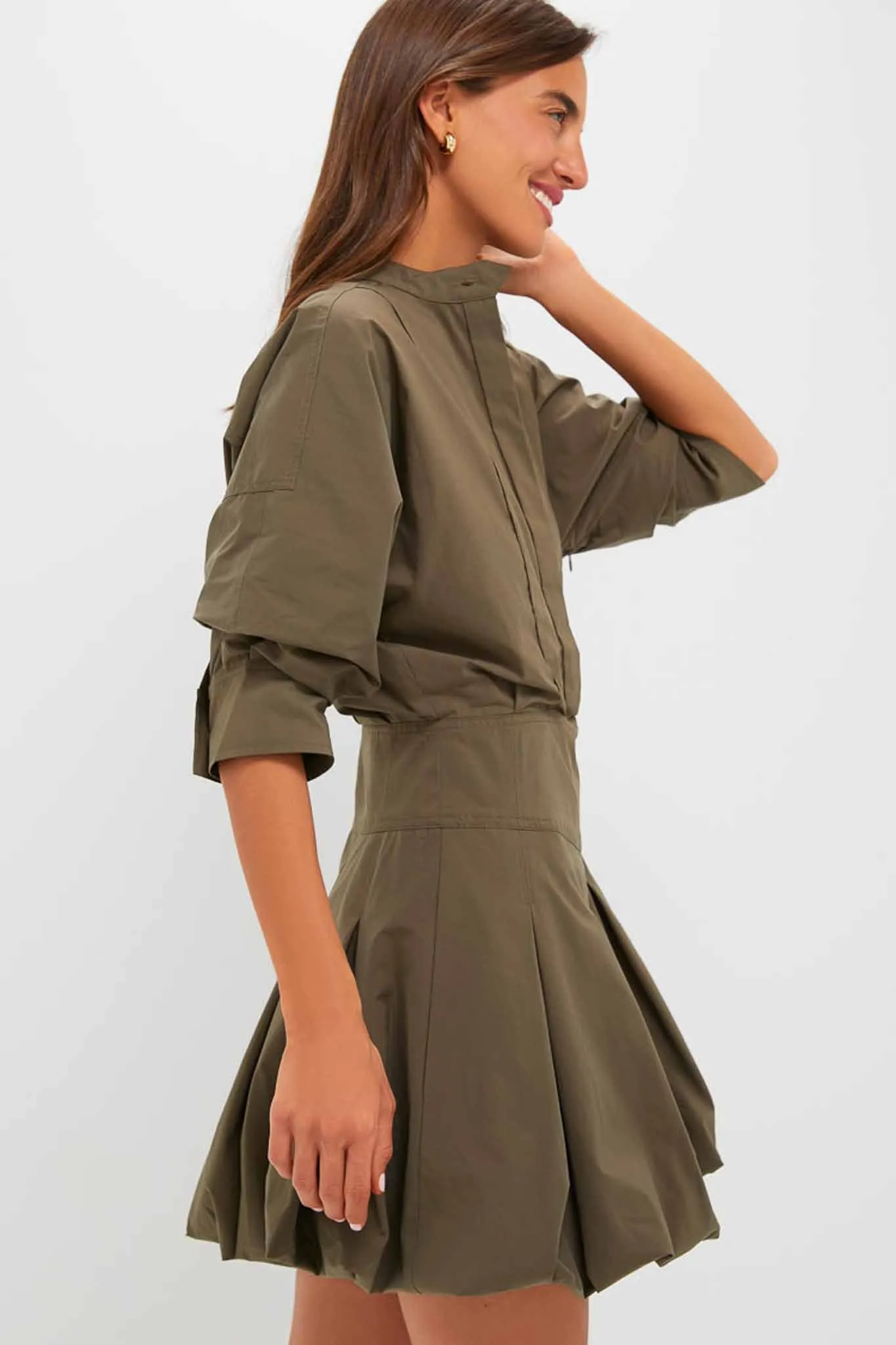 Faded Olive Effie Bubble Mini Dress sold by Tuckernuck product image thumbnail 3
