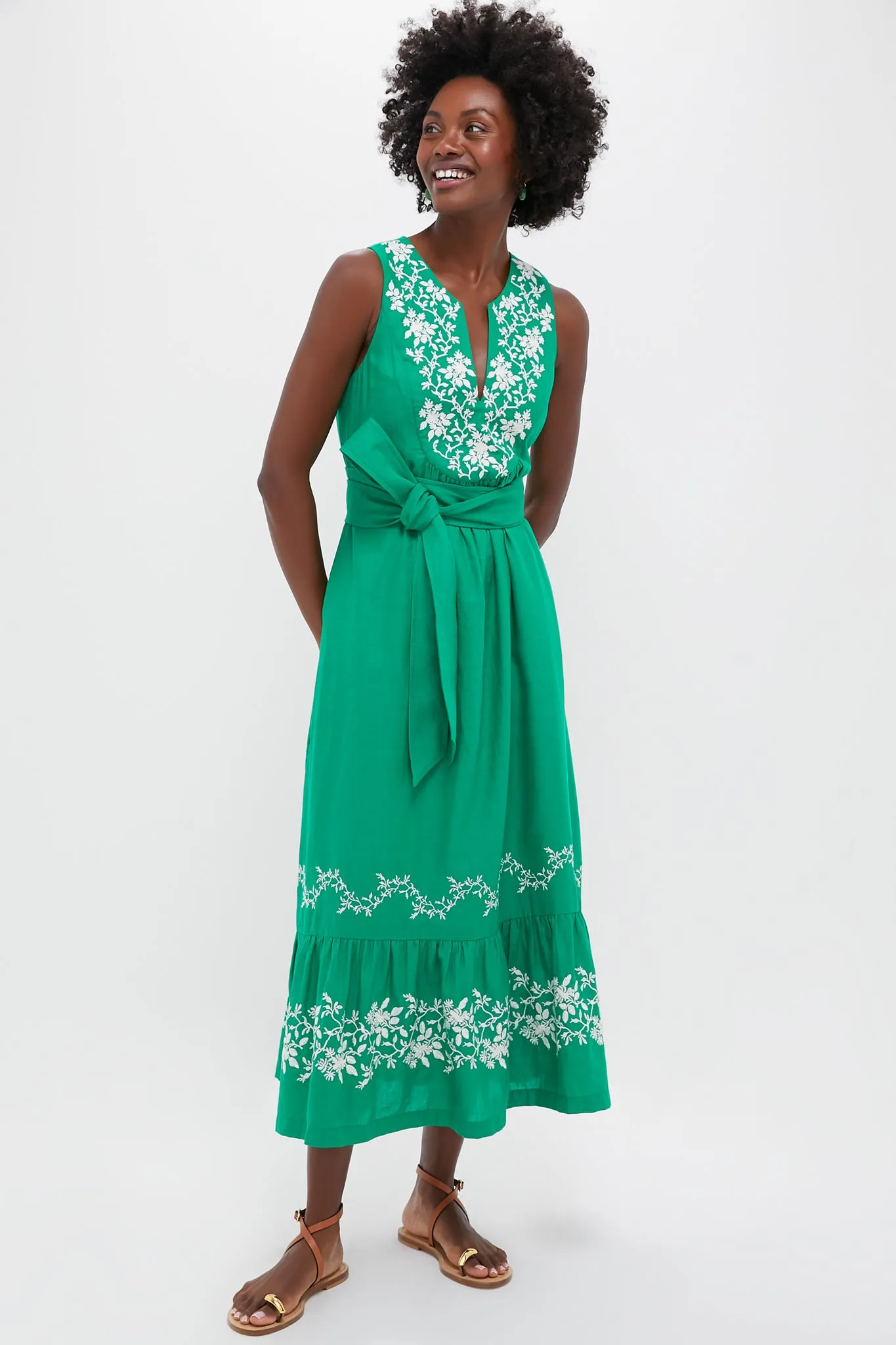 Garden Green Embroidered Malene Dress sold by Tuckernuck