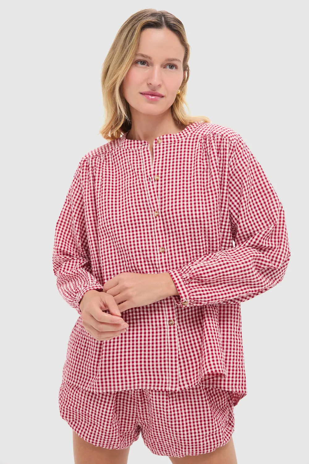 Red Gingham Mira Shirt sold by Tuckernuck