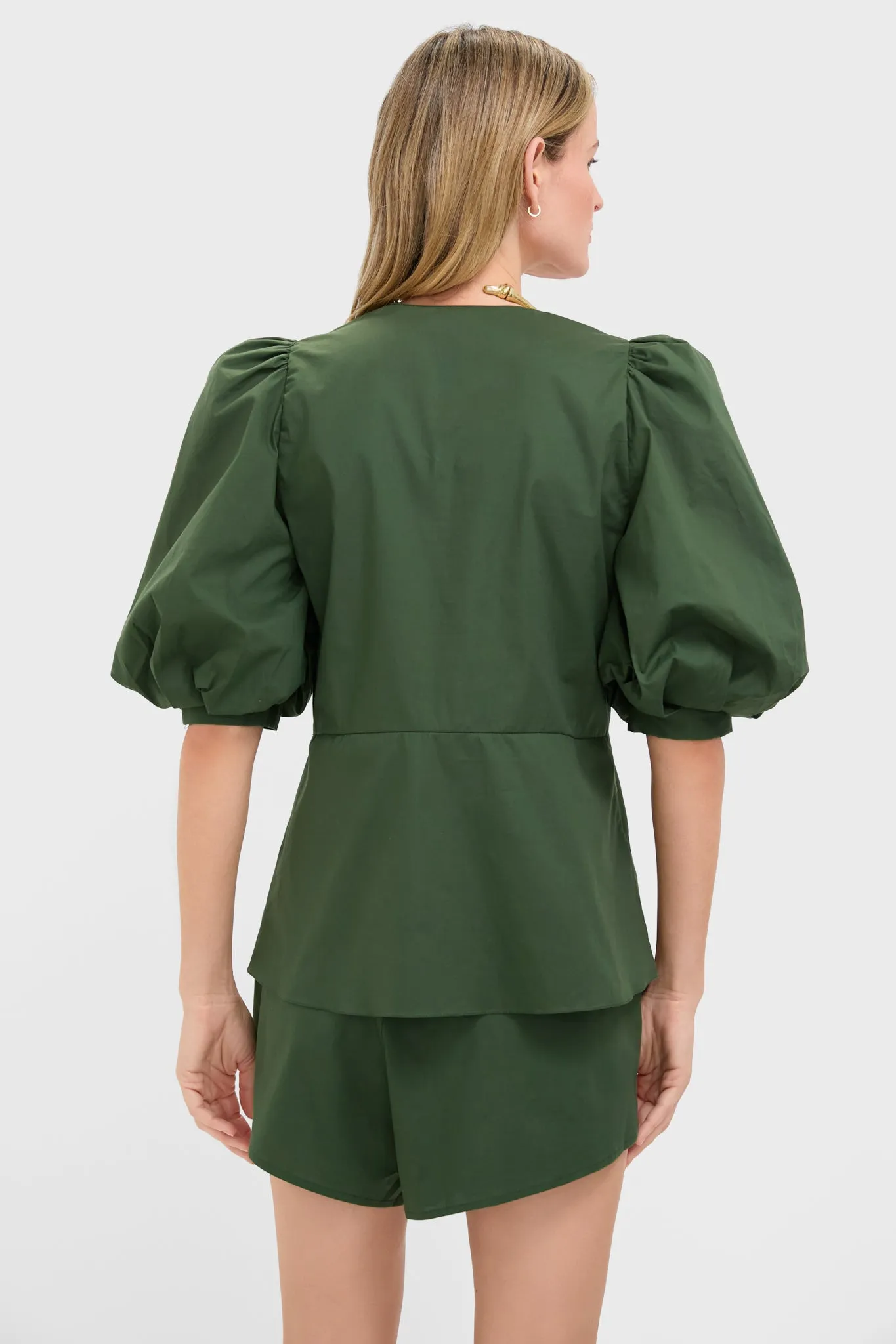 Green Solid Puff-Sleeved Blouse sold by Tuckernuck product image thumbnail 4