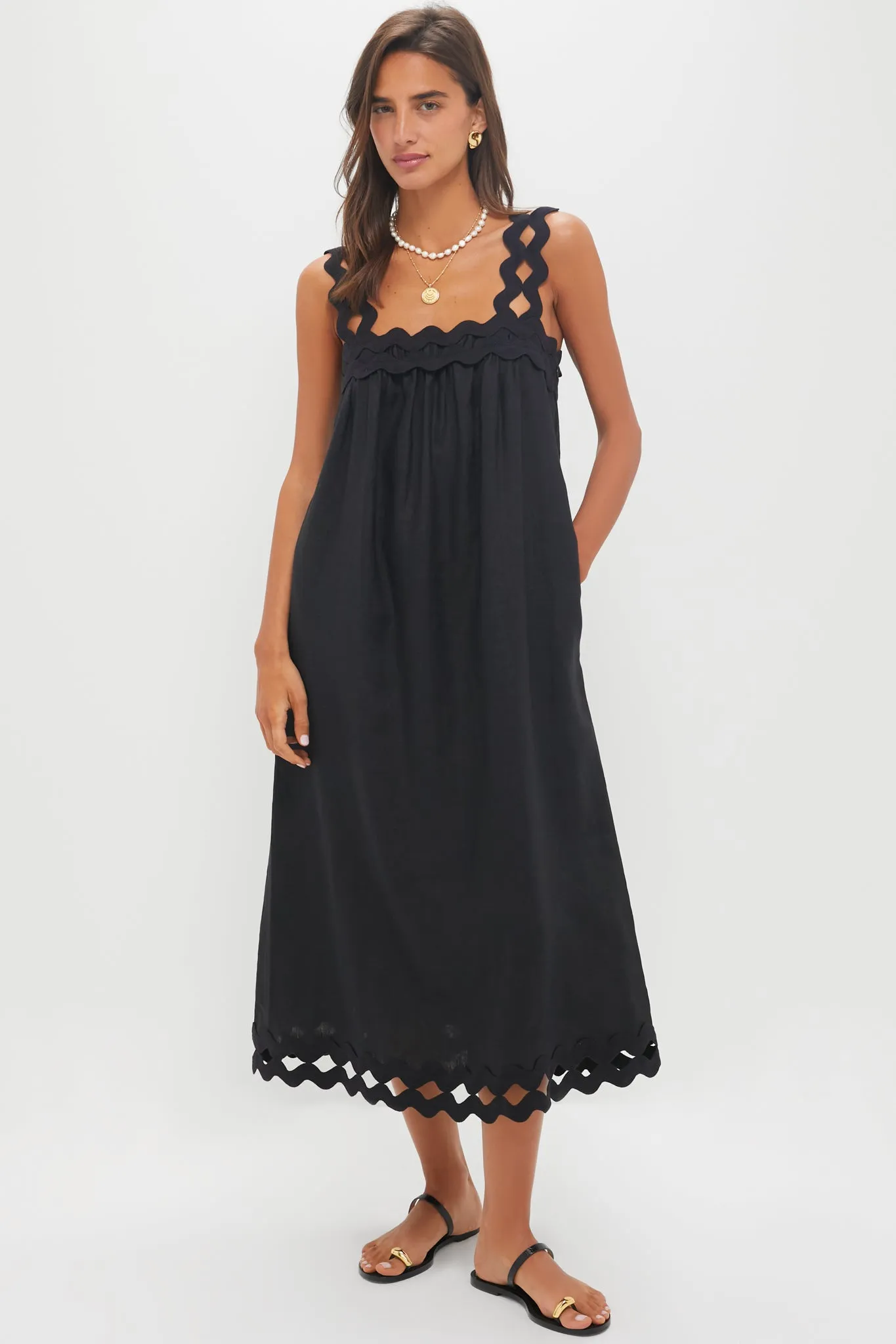 Black Ric Rac Linen Ellis Dress sold by Tuckernuck