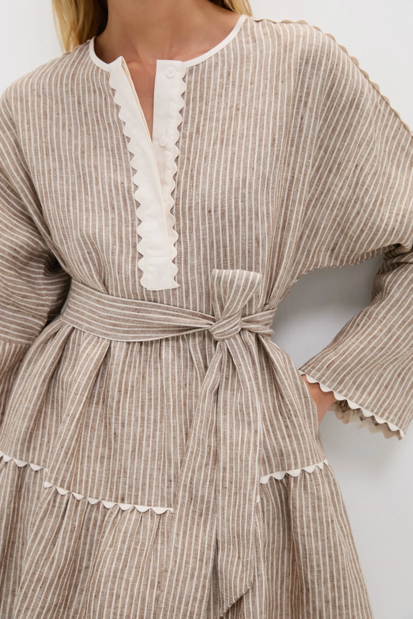 Brown Stripe Linen Tobi Mini Dress sold by Tuckernuck product image thumbnail 5