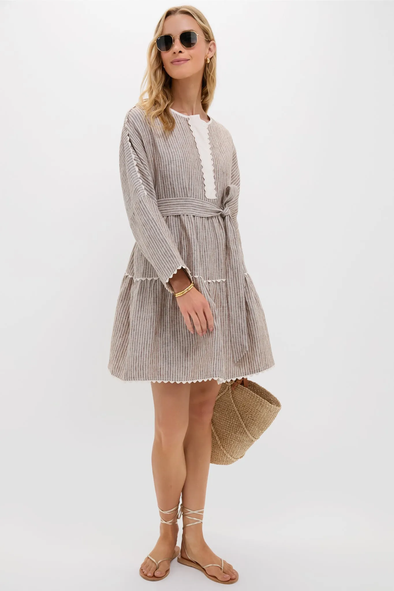 Brown Stripe Linen Tobi Mini Dress sold by Tuckernuck product image thumbnail 2