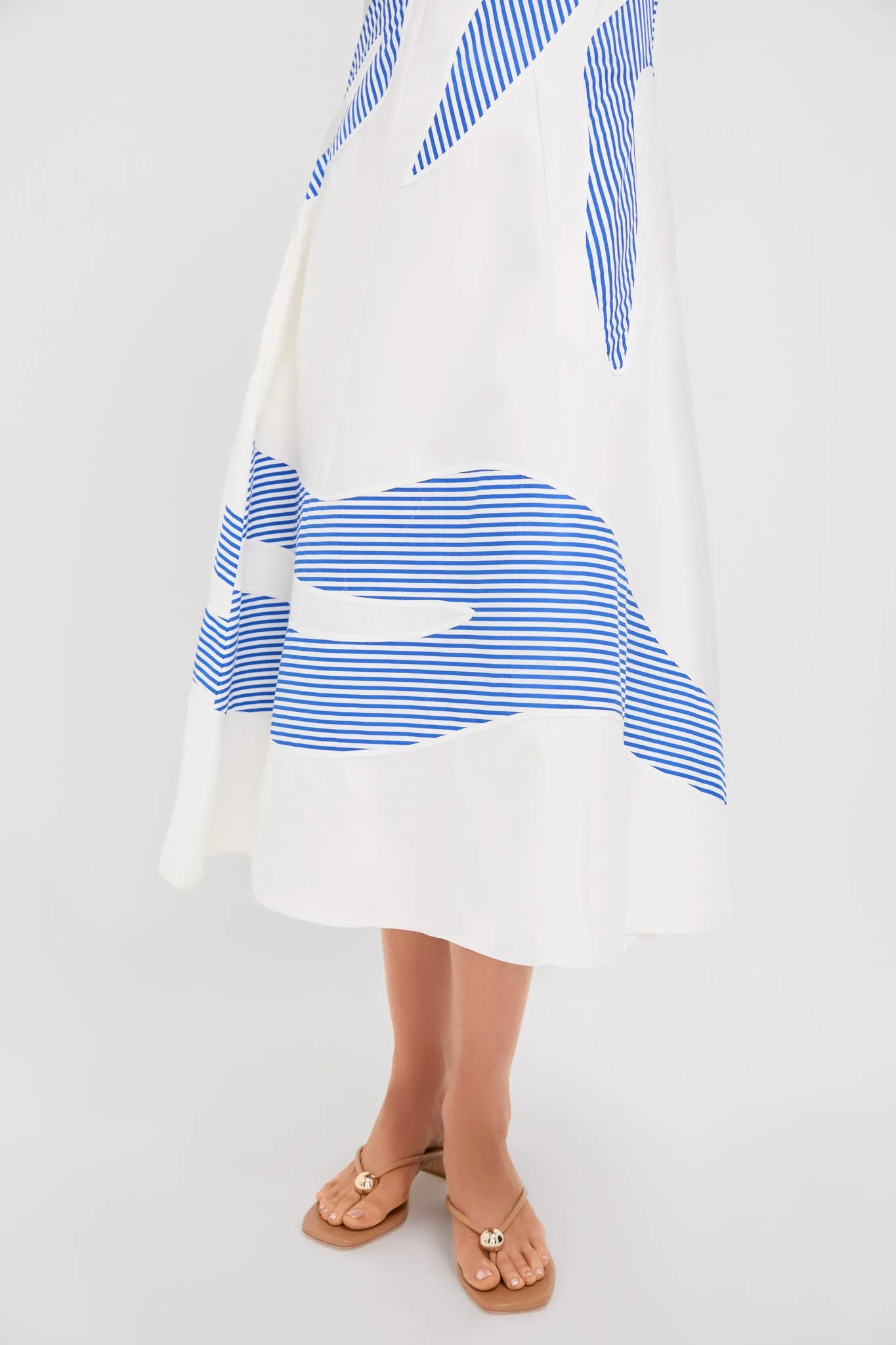 Ivory and Linear Cobalt Plantscape Dress sold by Tuckernuck product image thumbnail 5